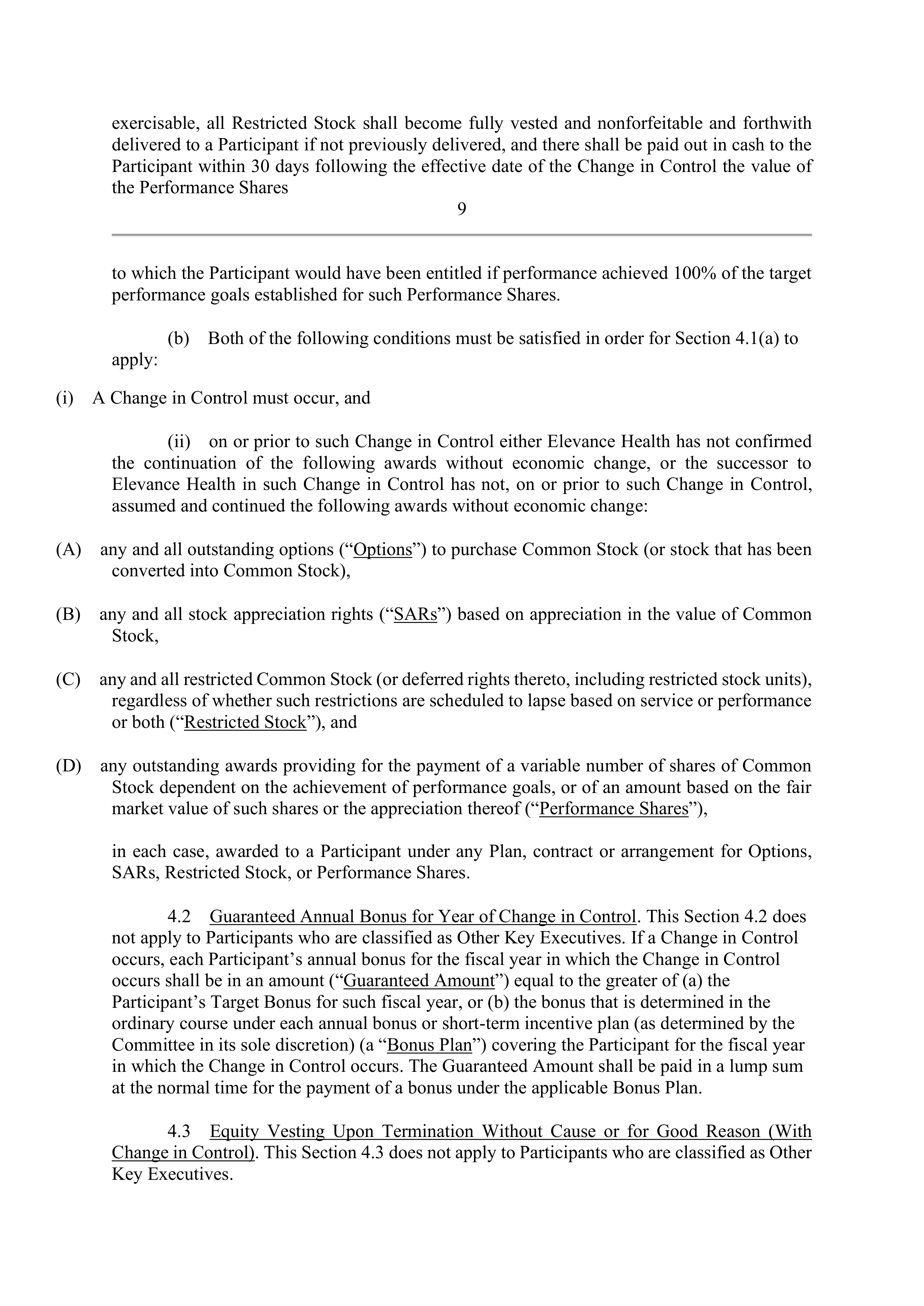 Elevance Health EXECUTIVE AGREEMENT PLAN — page 12