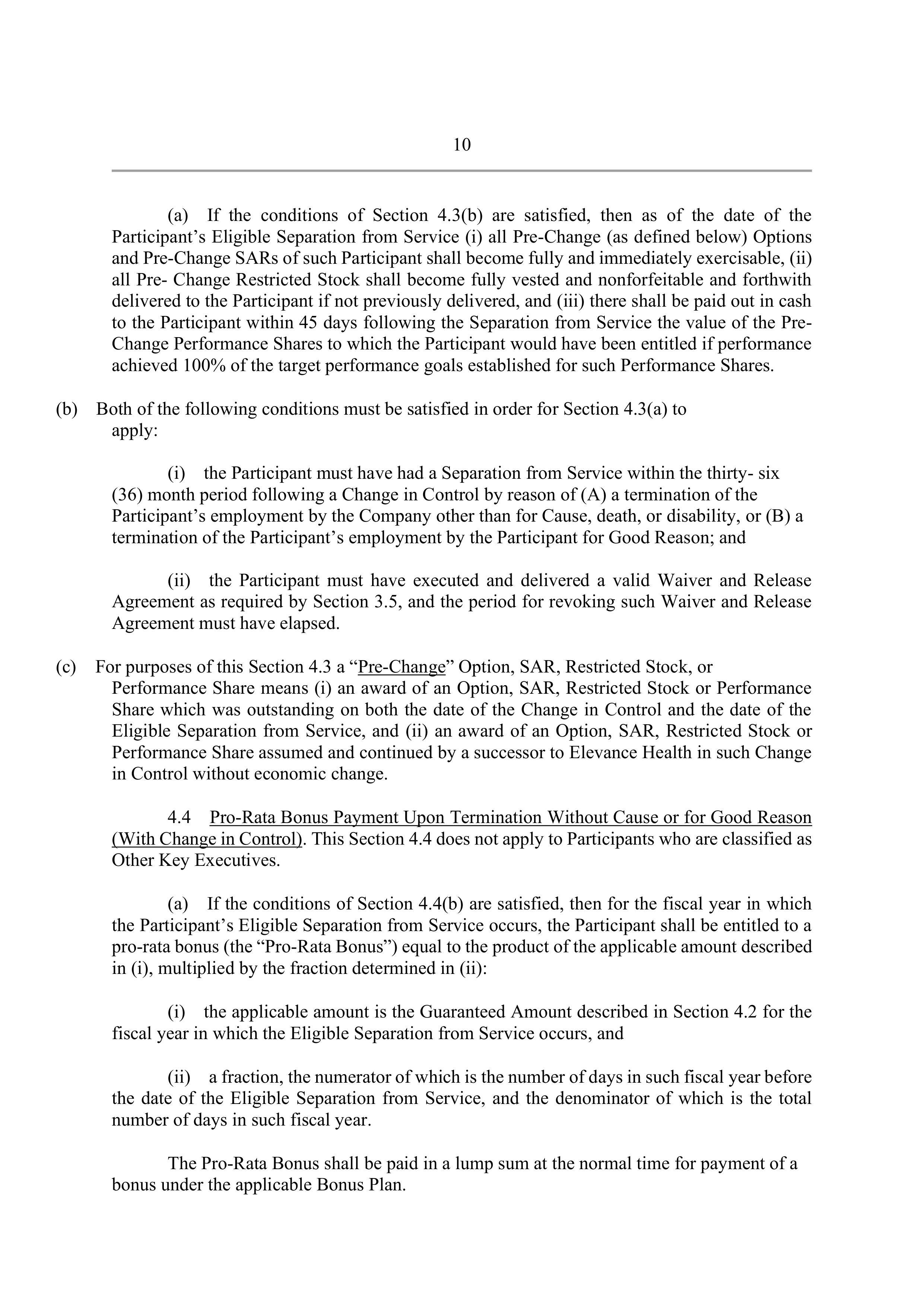 Elevance Health EXECUTIVE AGREEMENT PLAN — page 13