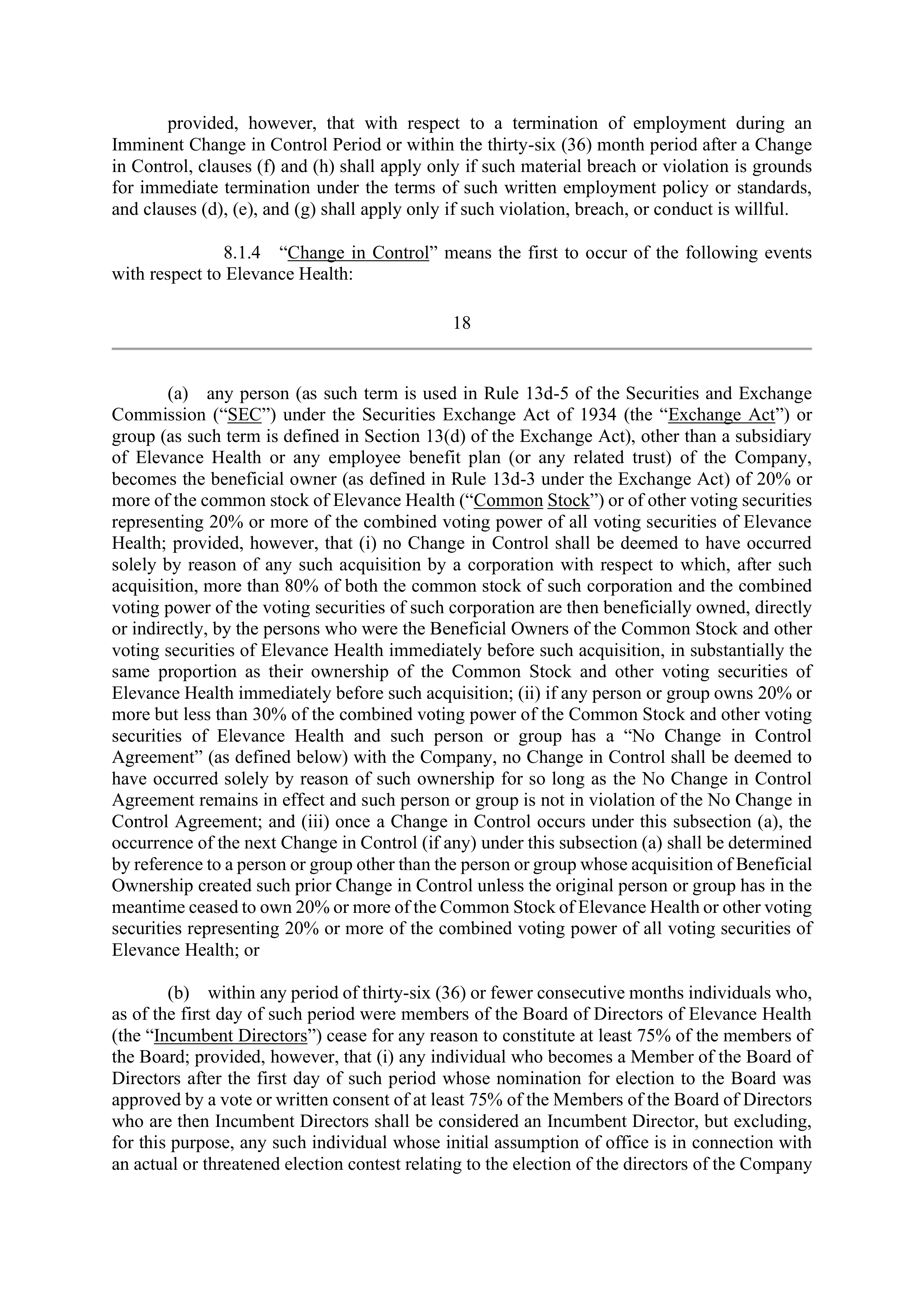 Elevance Health EXECUTIVE AGREEMENT PLAN — page 21
