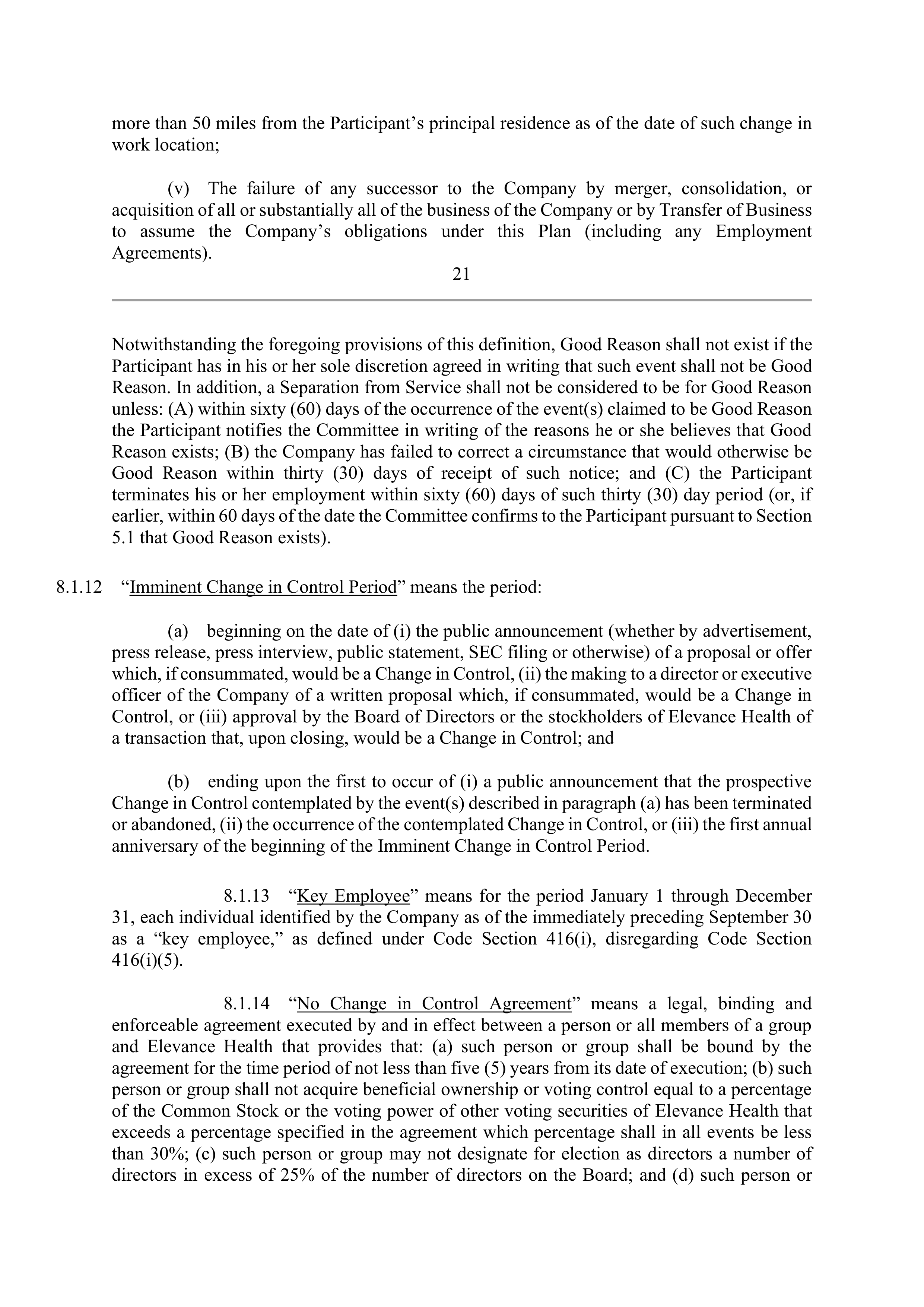 Elevance Health EXECUTIVE AGREEMENT PLAN — page 24