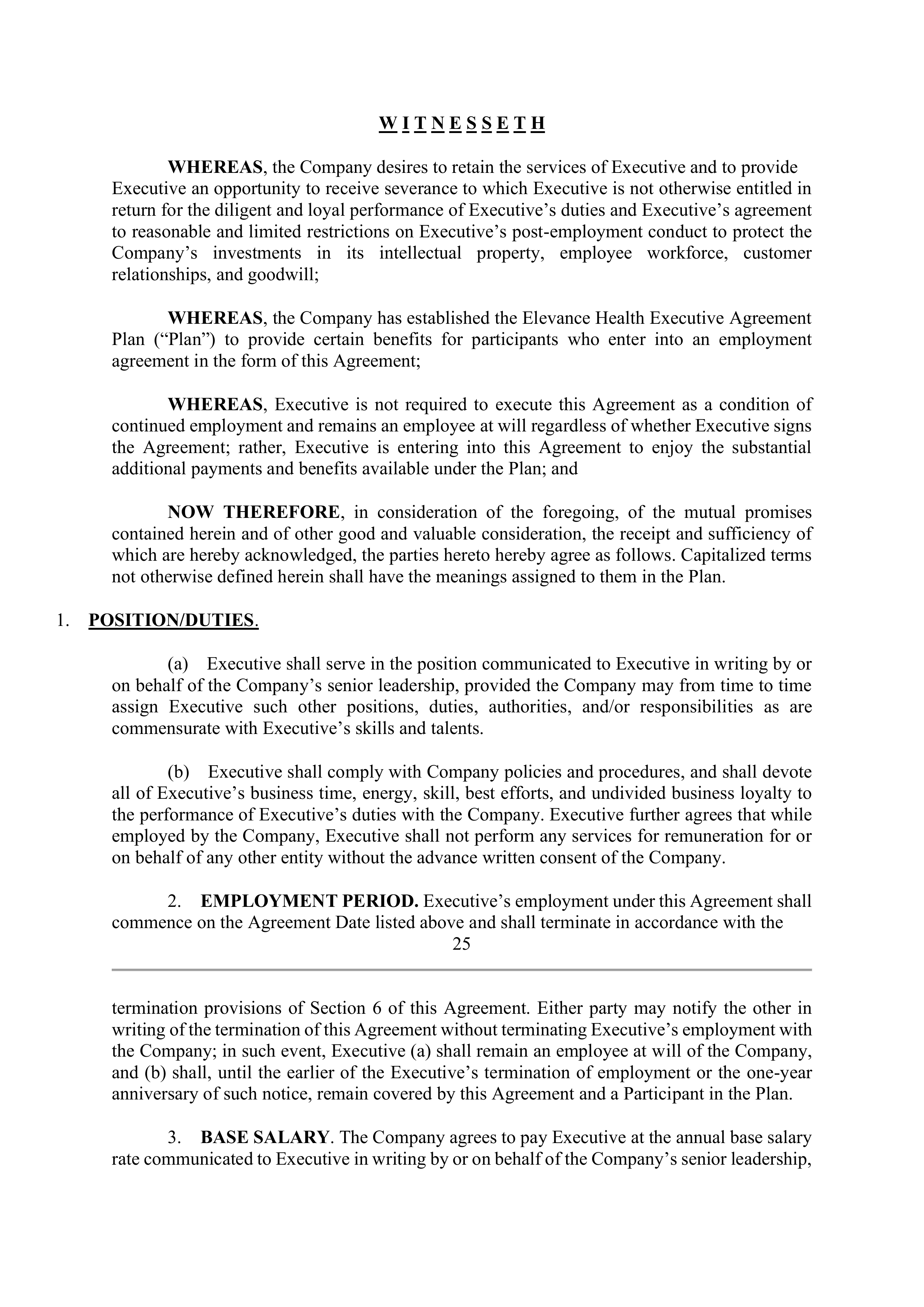 Elevance Health EXECUTIVE AGREEMENT PLAN — page 27