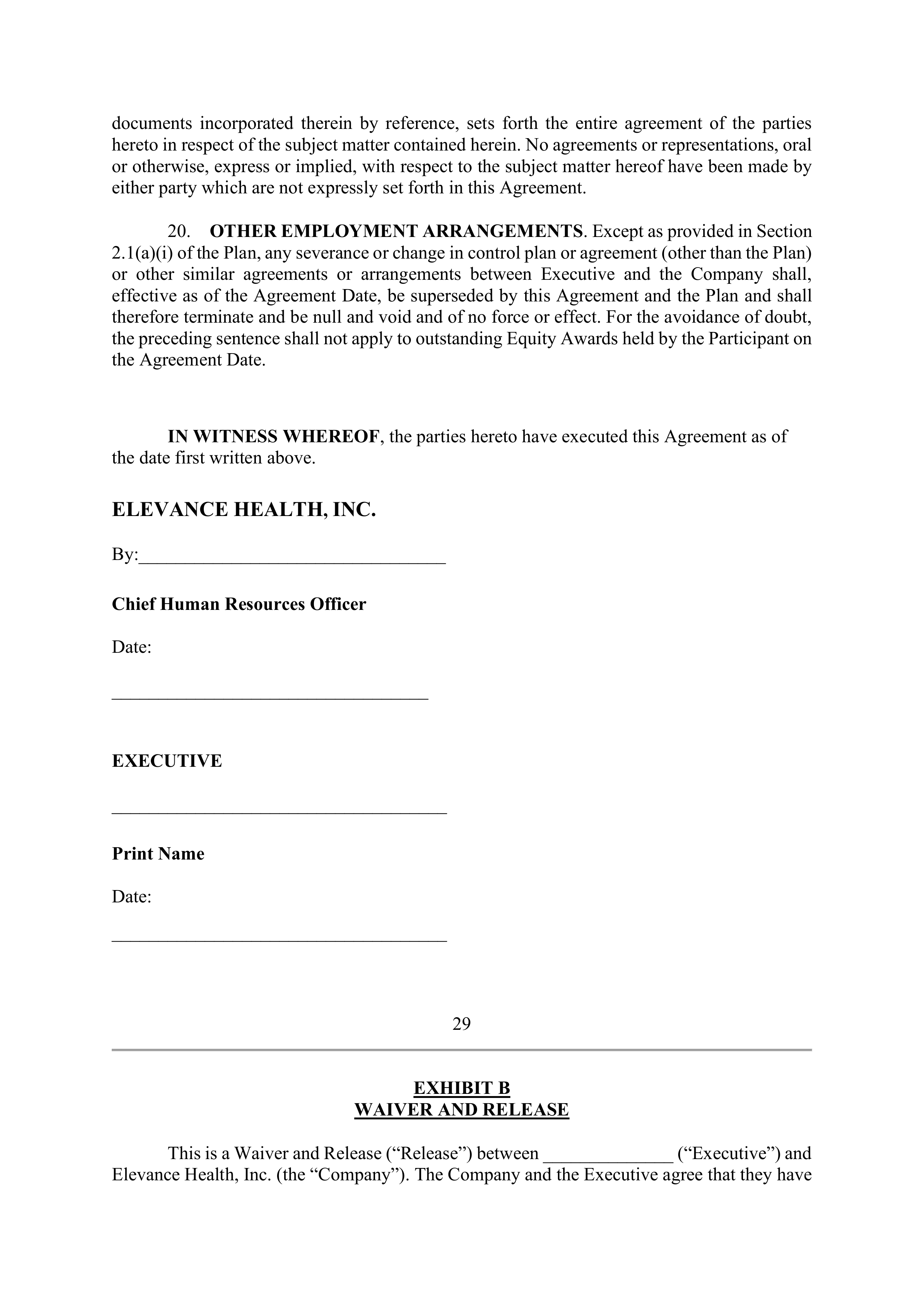 Elevance Health EXECUTIVE AGREEMENT PLAN — page 31