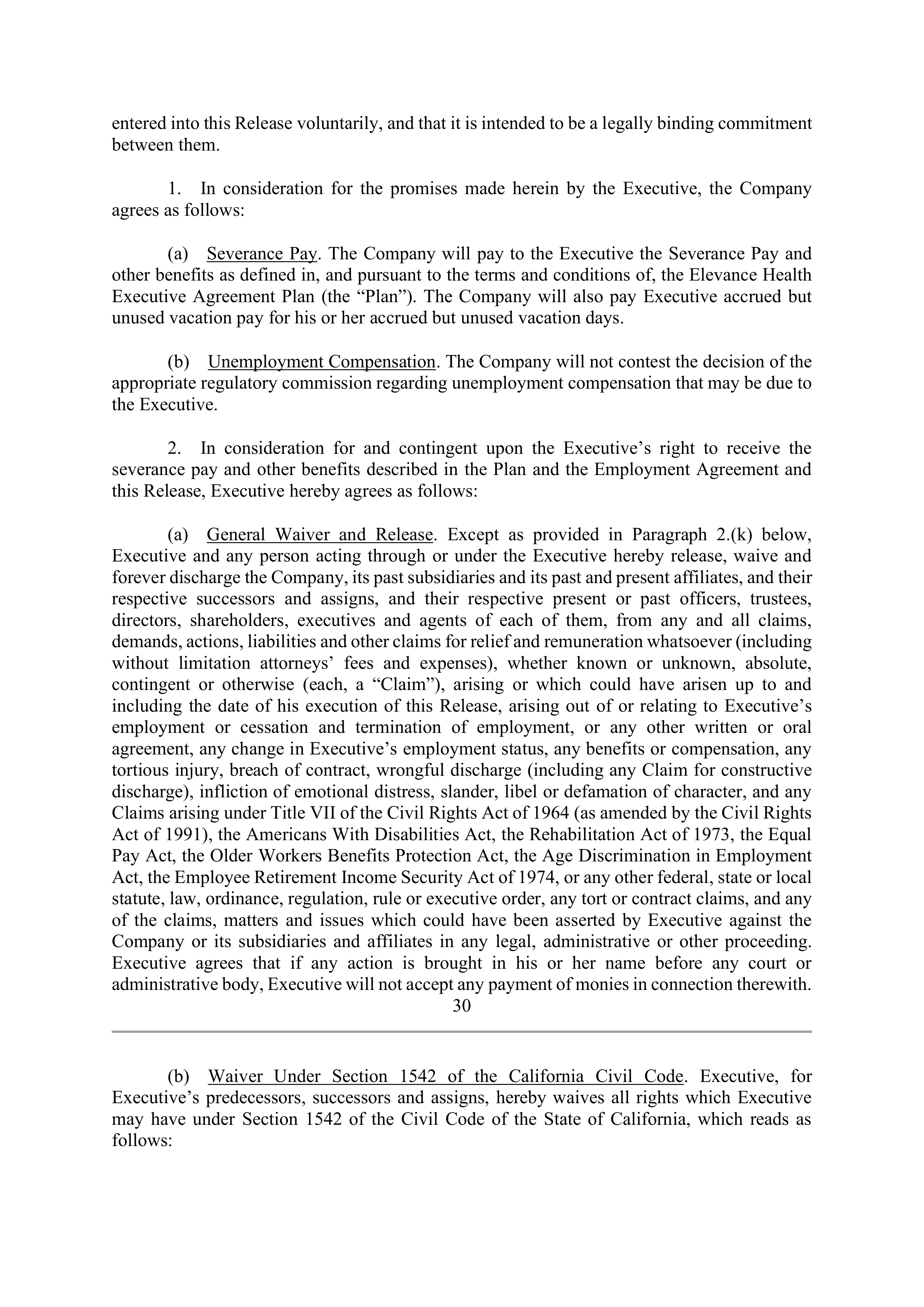 Elevance Health EXECUTIVE AGREEMENT PLAN — page 32