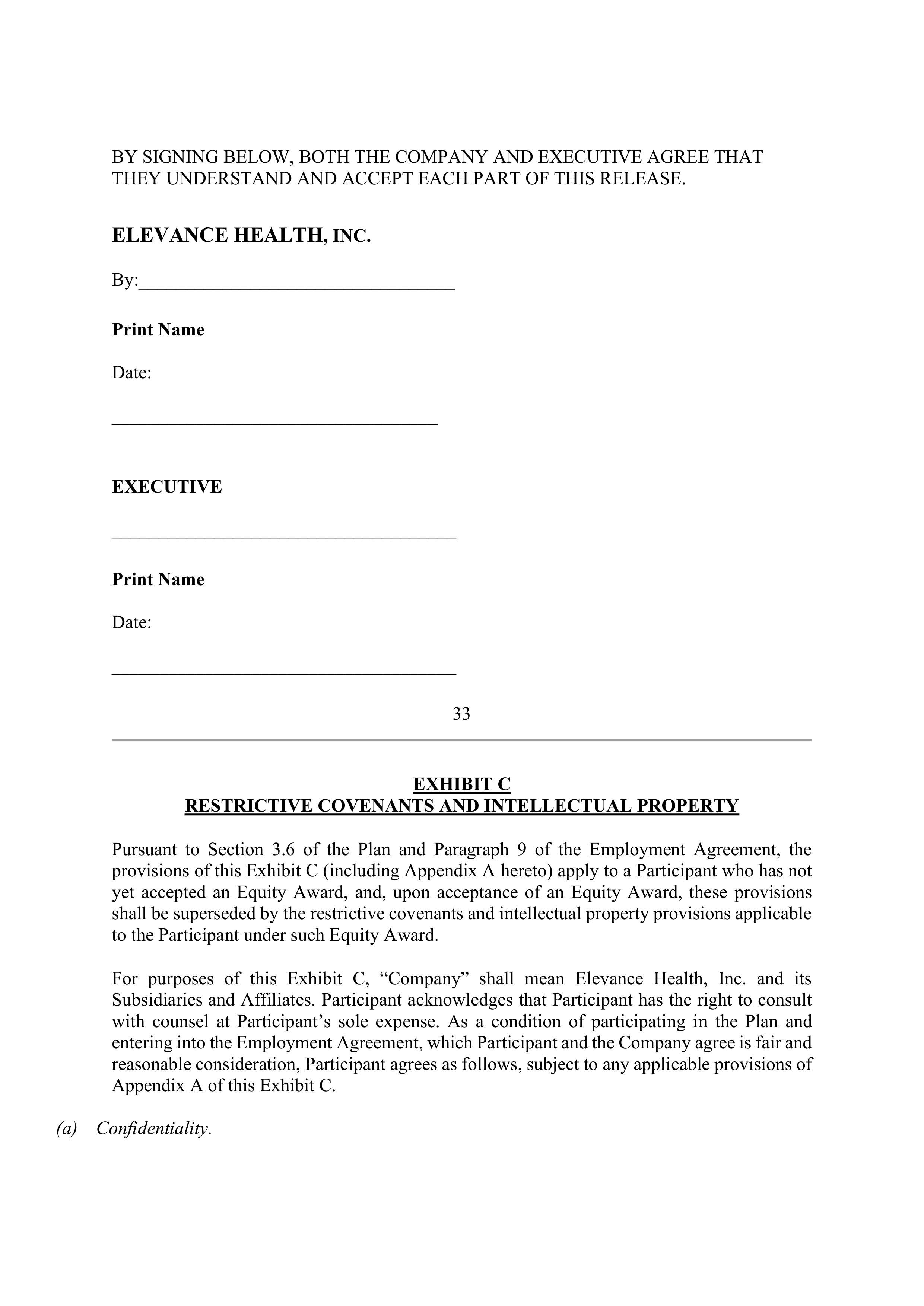 Elevance Health EXECUTIVE AGREEMENT PLAN — page 35