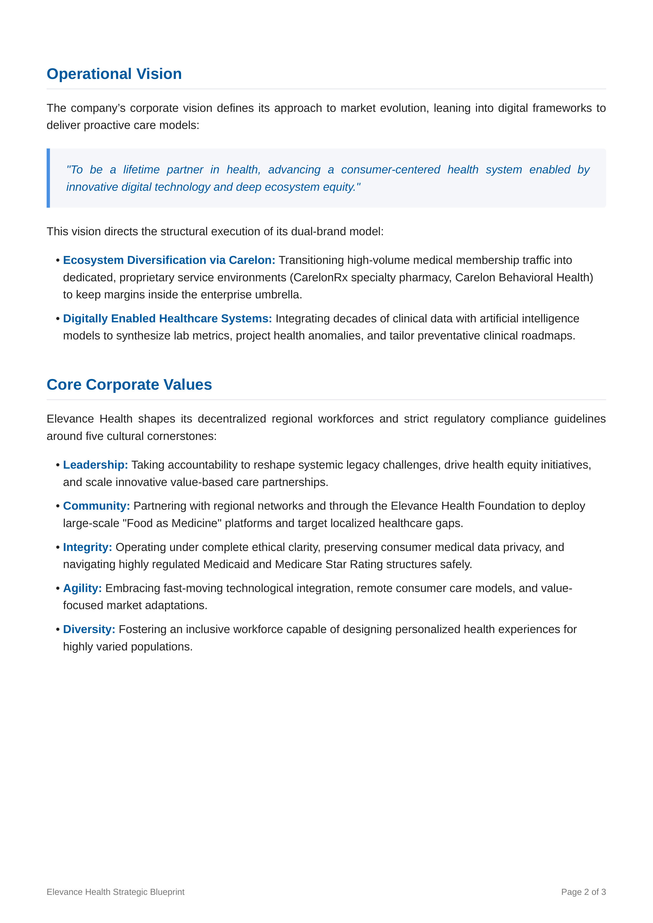 Elevance Health Mission Statement — page 2