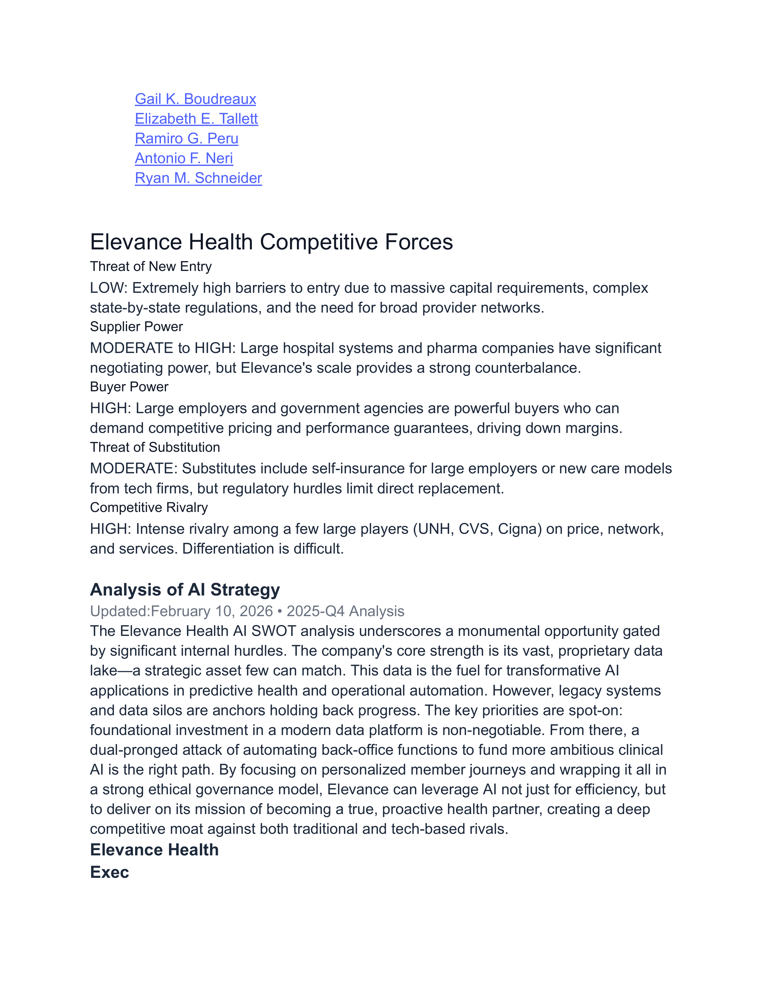 Elevance Health SWOT Analysis  — page 12