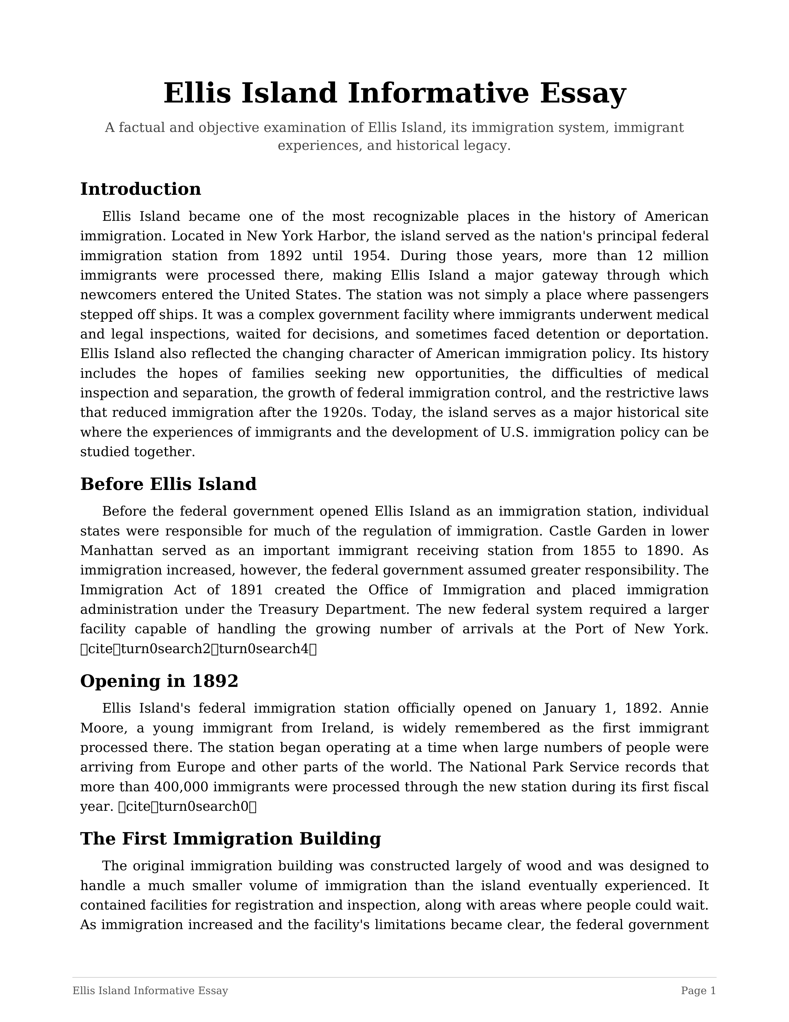 Ellis Island Informative Essay — page 1