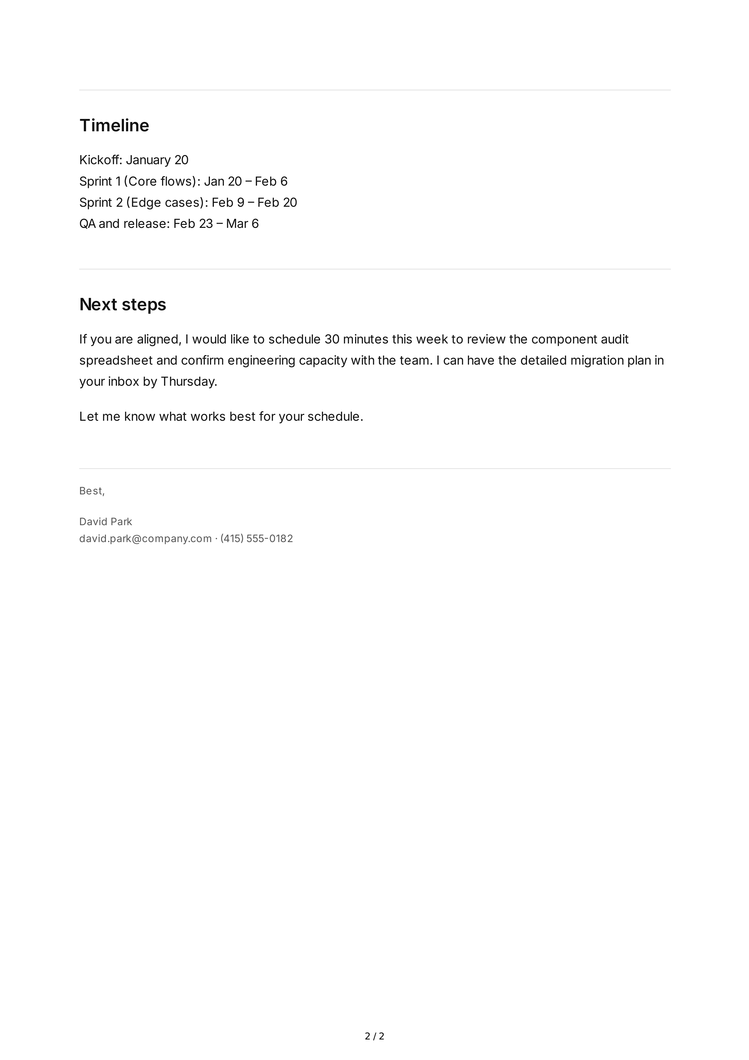 Email to Supervisor — page 2