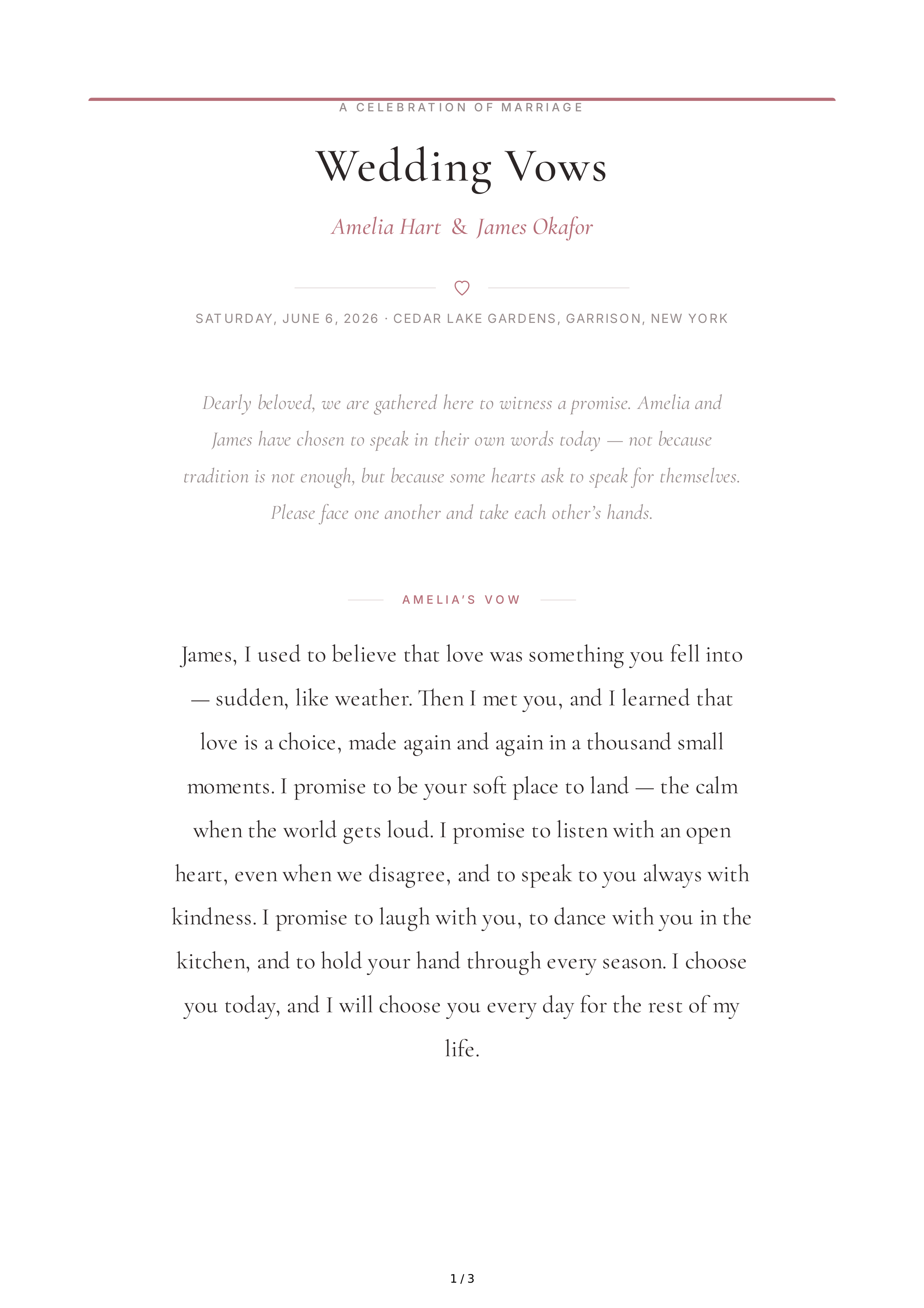 Emotional Wedding Vows — page 1