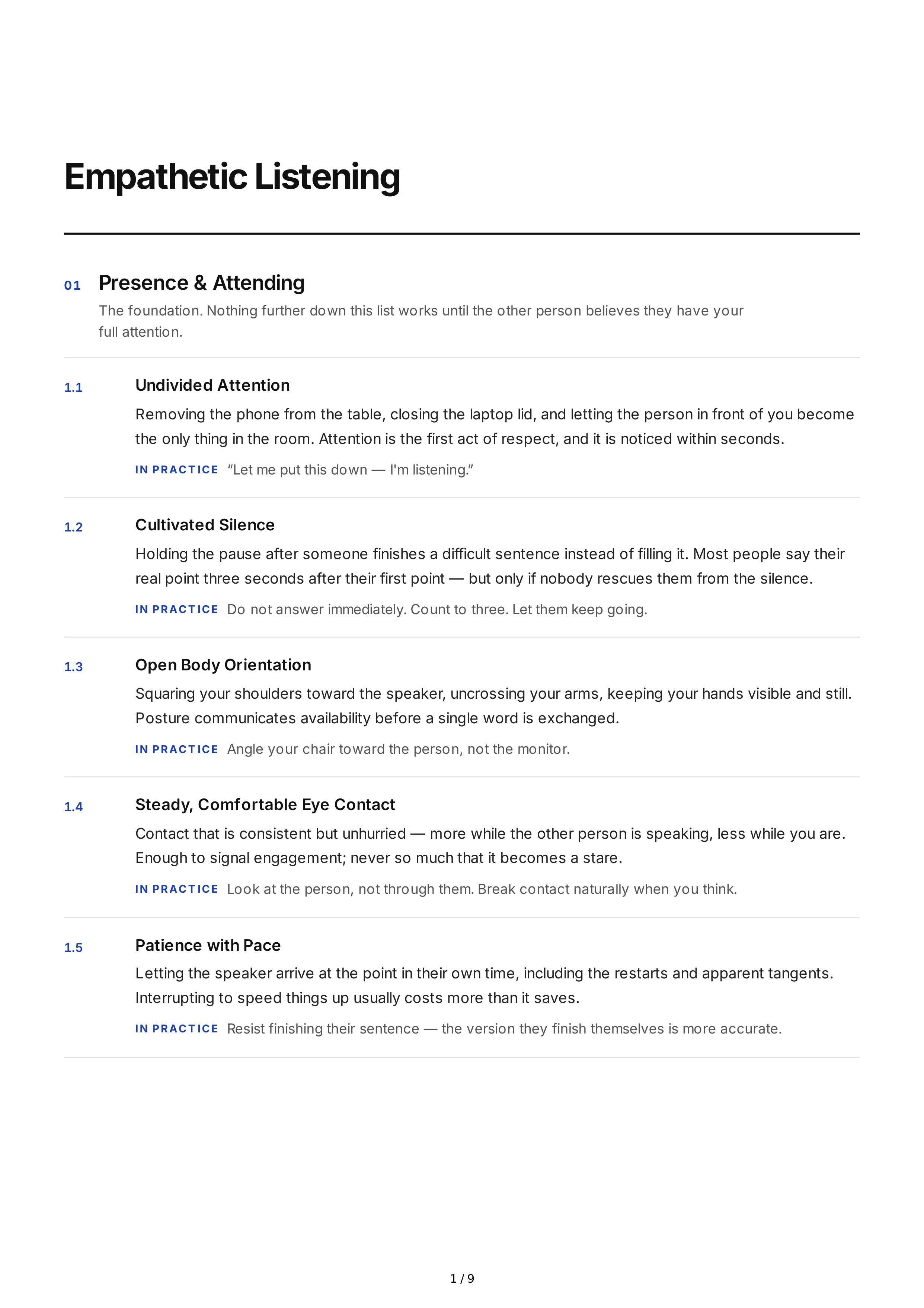 Empathetic Listening Interpersonal Skills — page 1