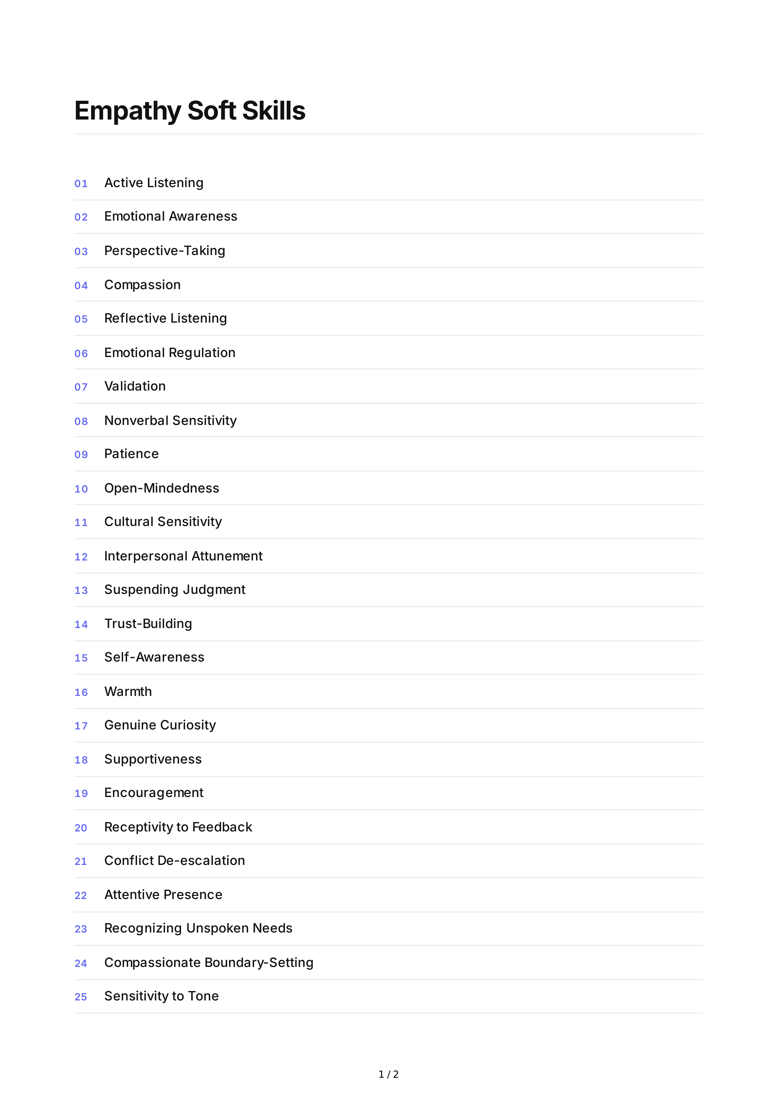 Empathy Soft Skills — page 1