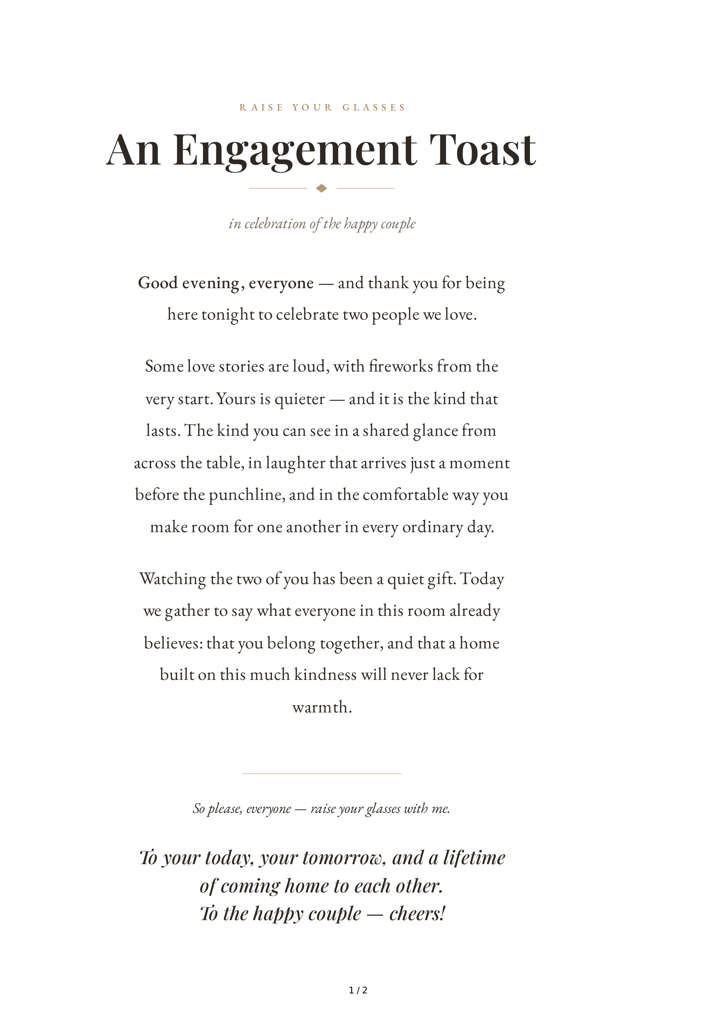 Engagement Party Toast — page 1