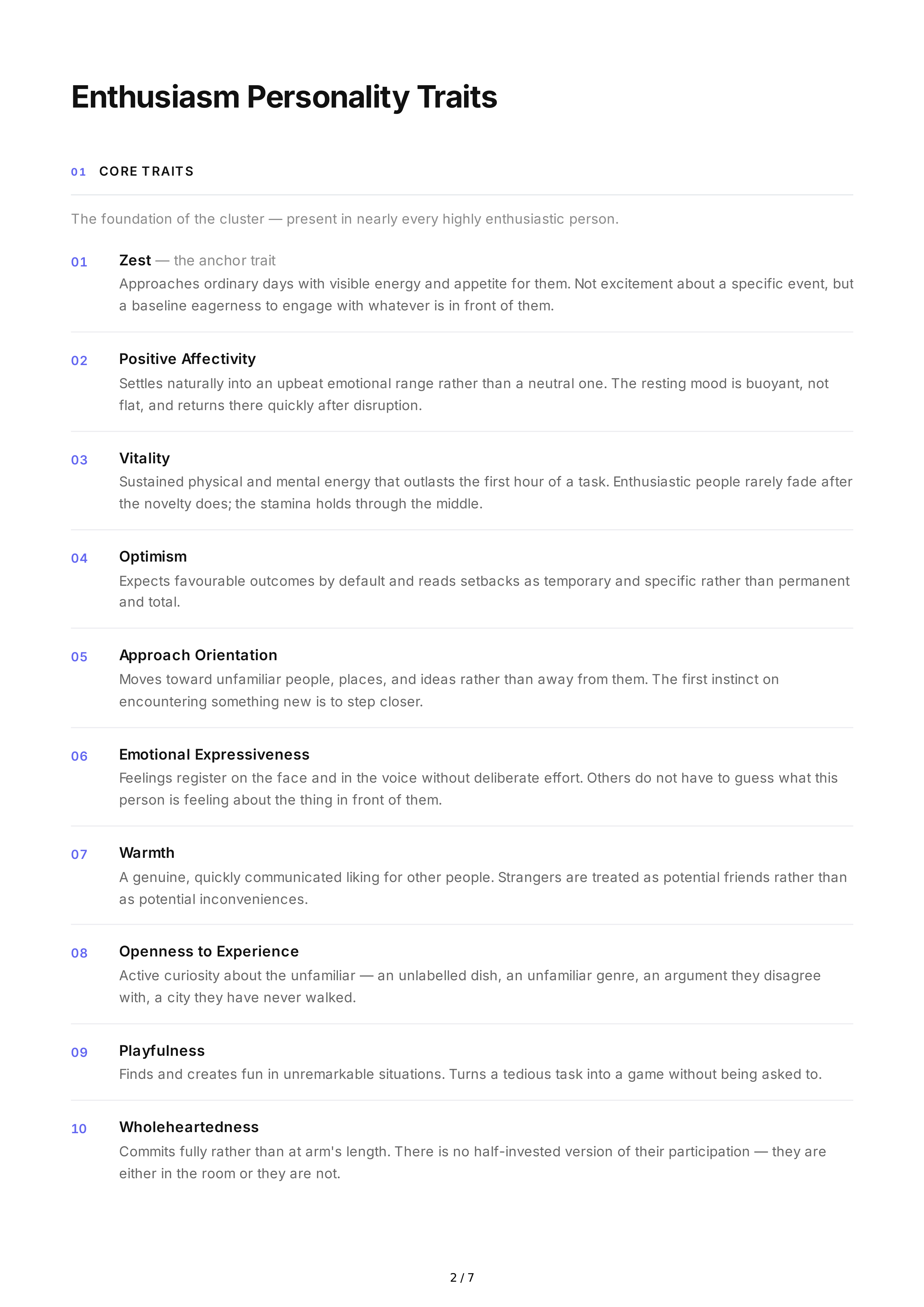 Enthusiasm Personality Traits — page 2