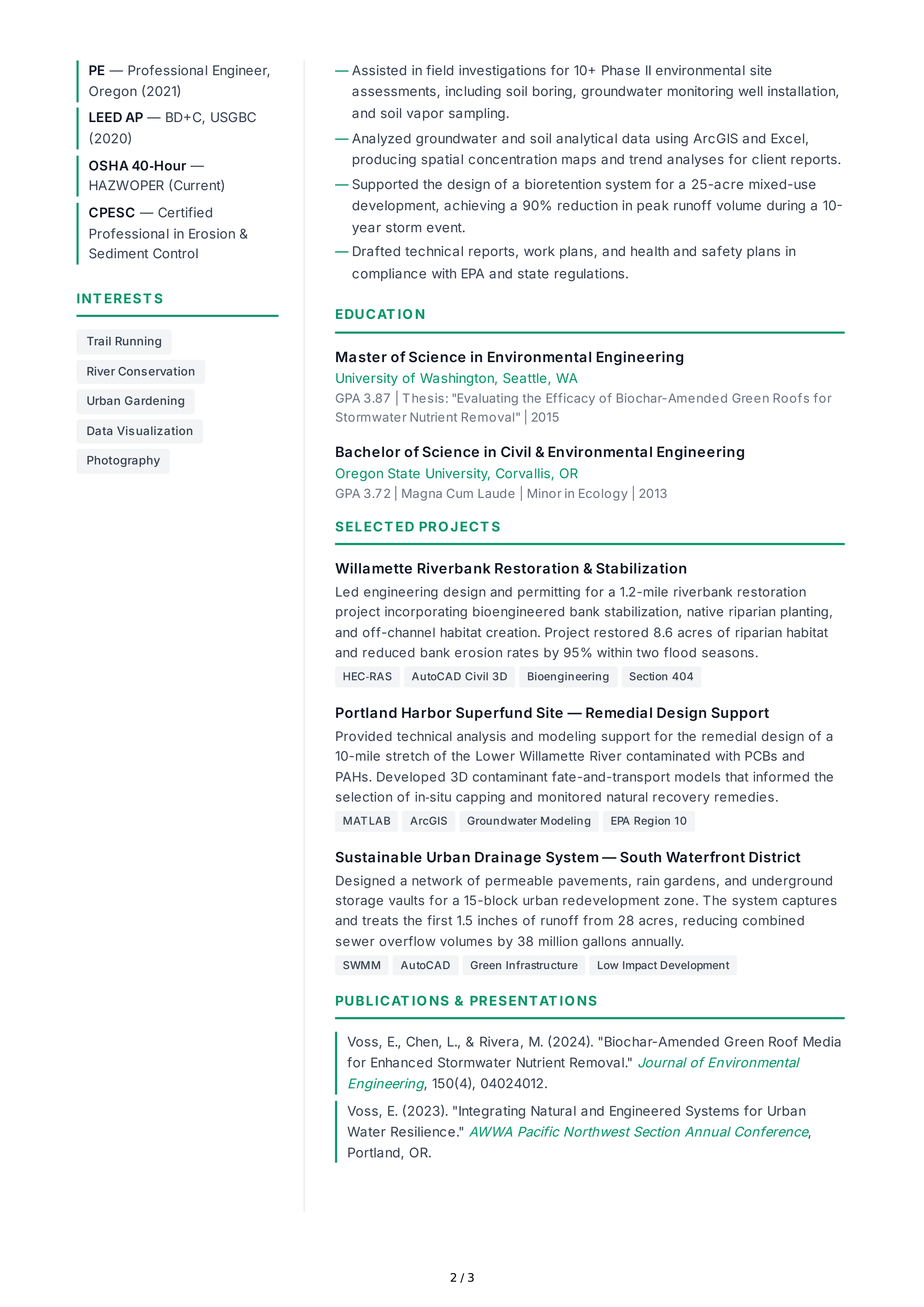 Environmental Engineer CV — page 2