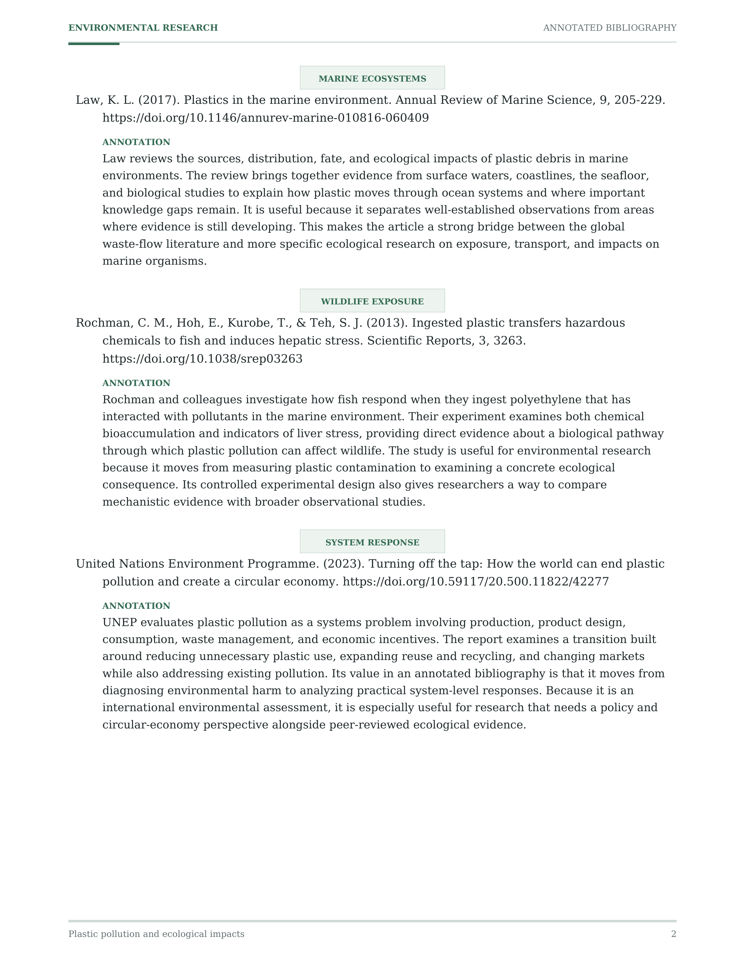 Environmental Issues Annotated Bibliography — page 2