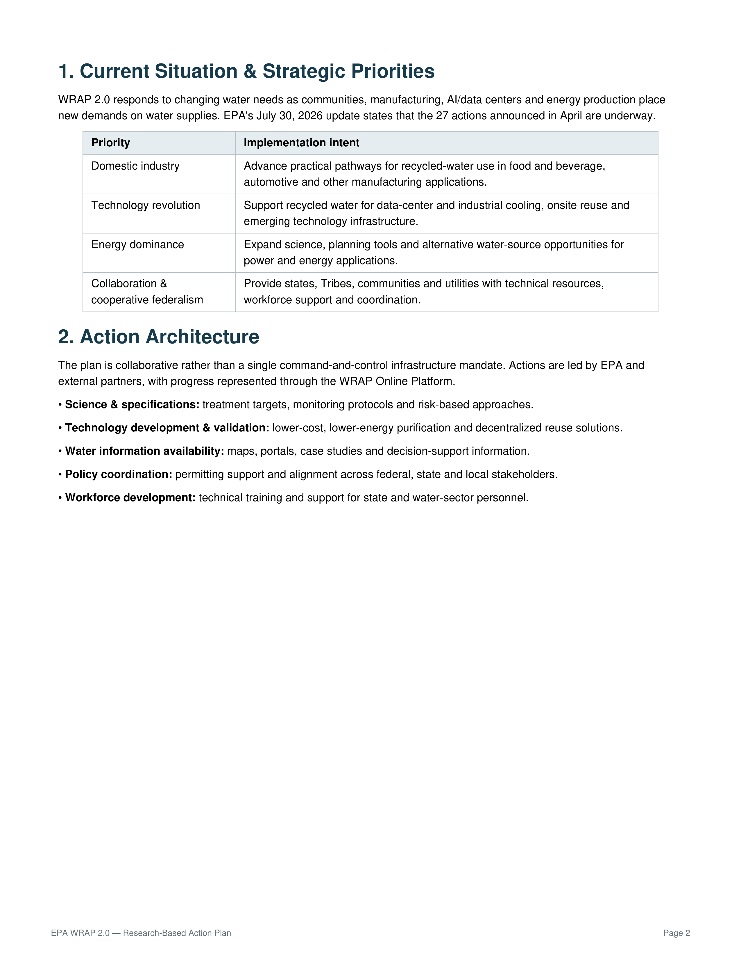 Environmental Protection Agency Water Reuse Action Plan — page 2