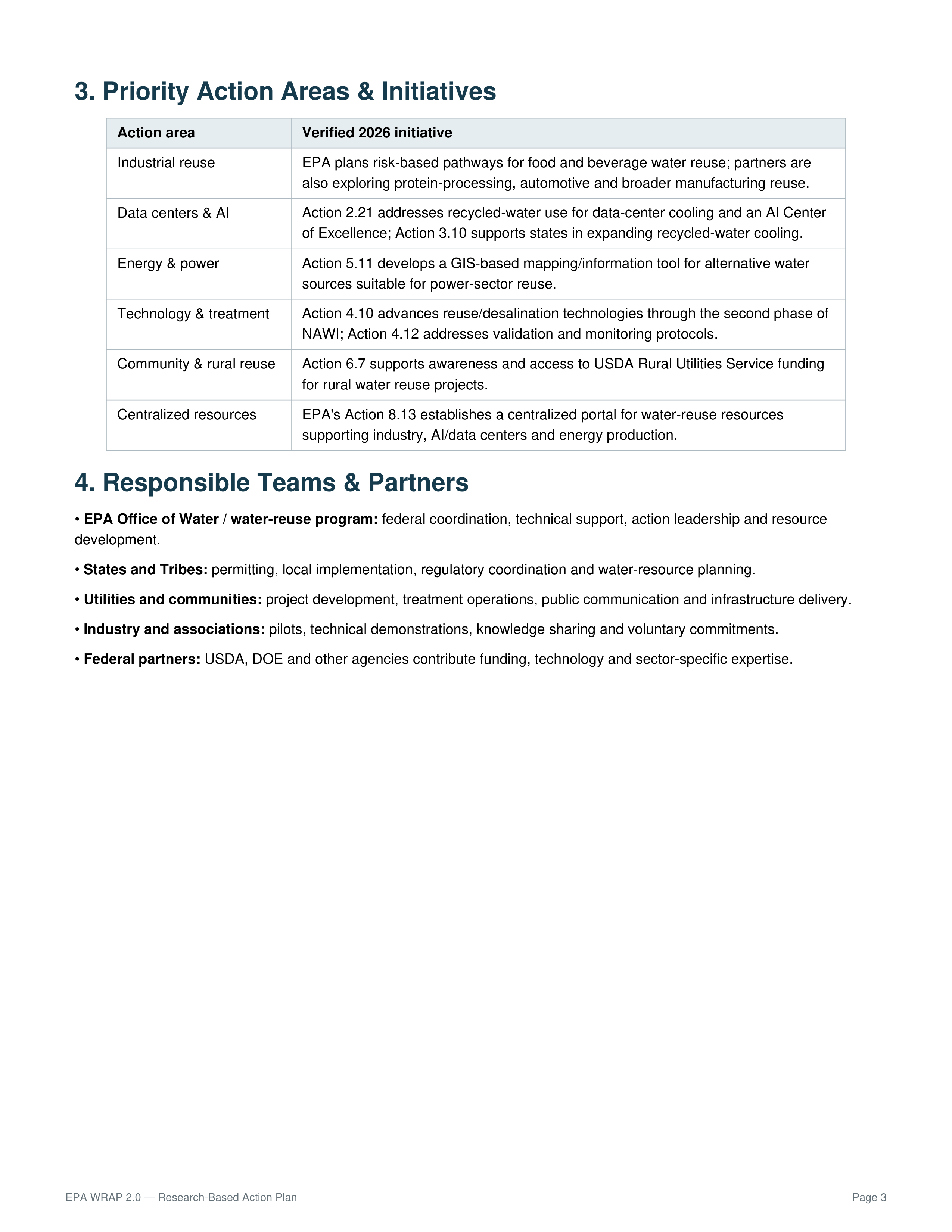 Environmental Protection Agency Water Reuse Action Plan — page 3