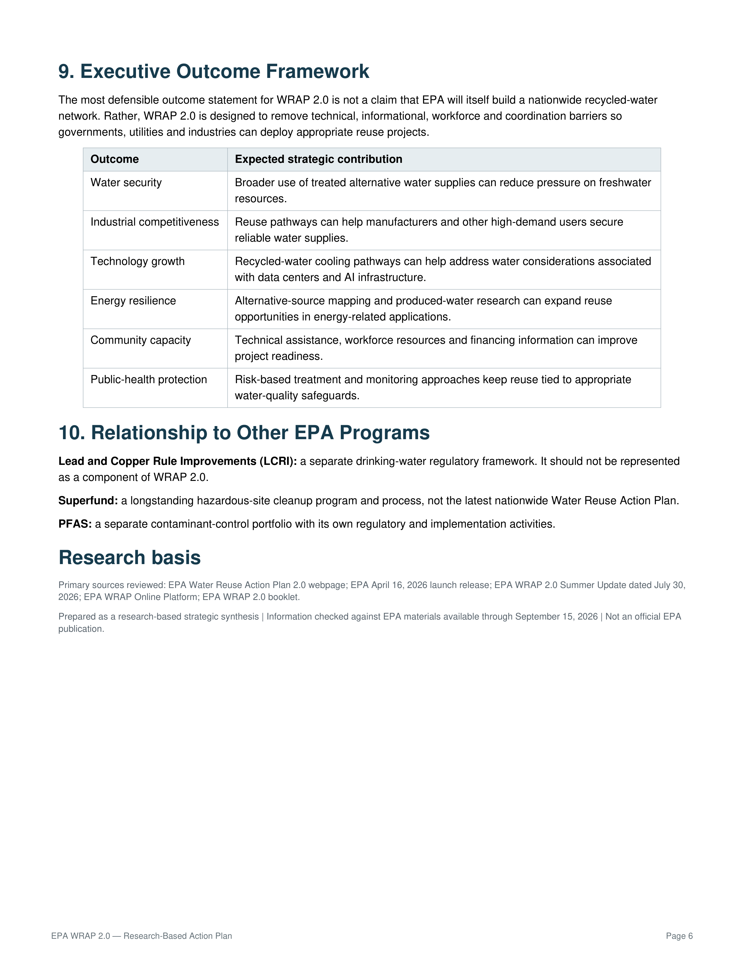 Environmental Protection Agency Water Reuse Action Plan — page 6