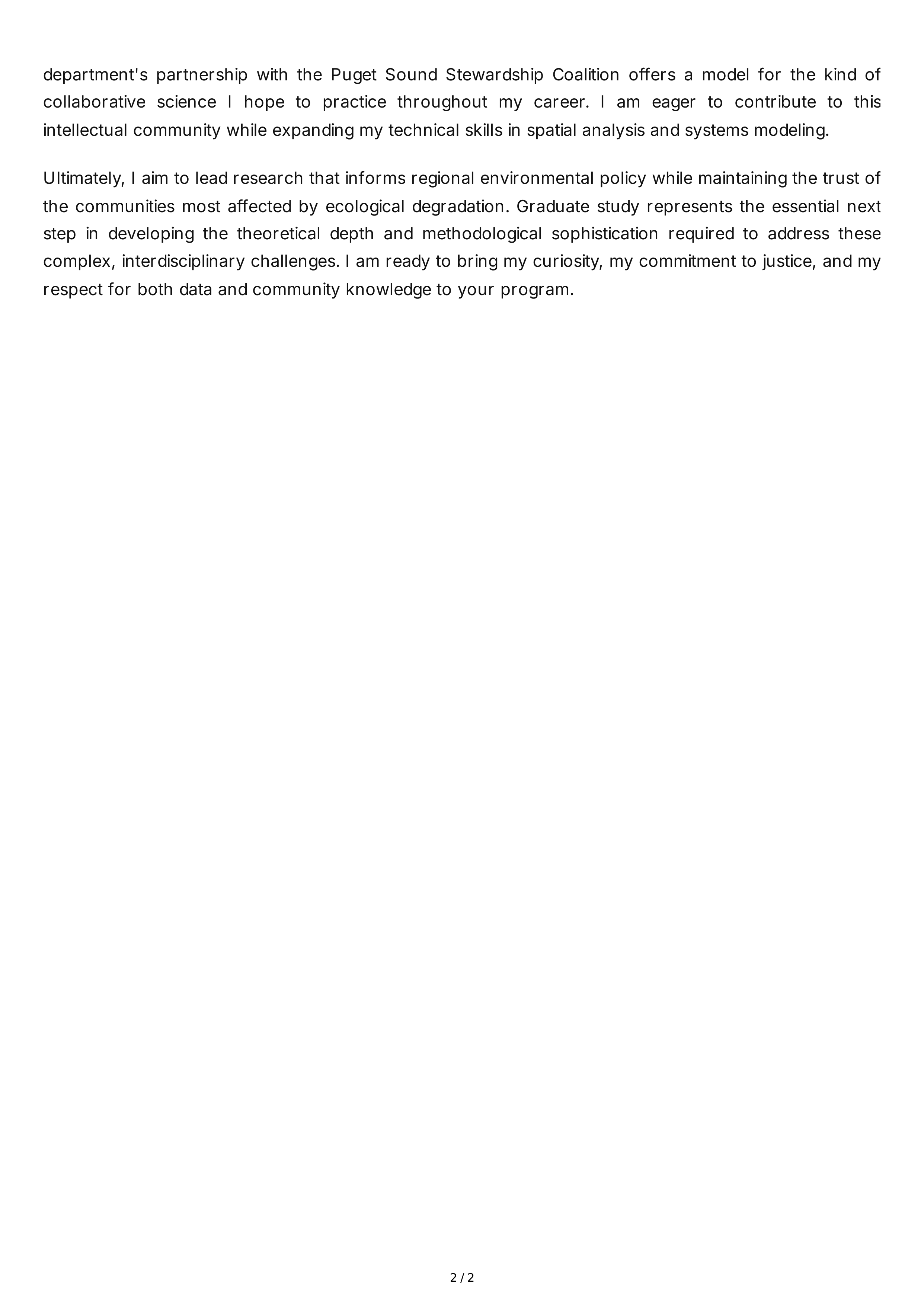 Environmental Science Personal Statement — page 2
