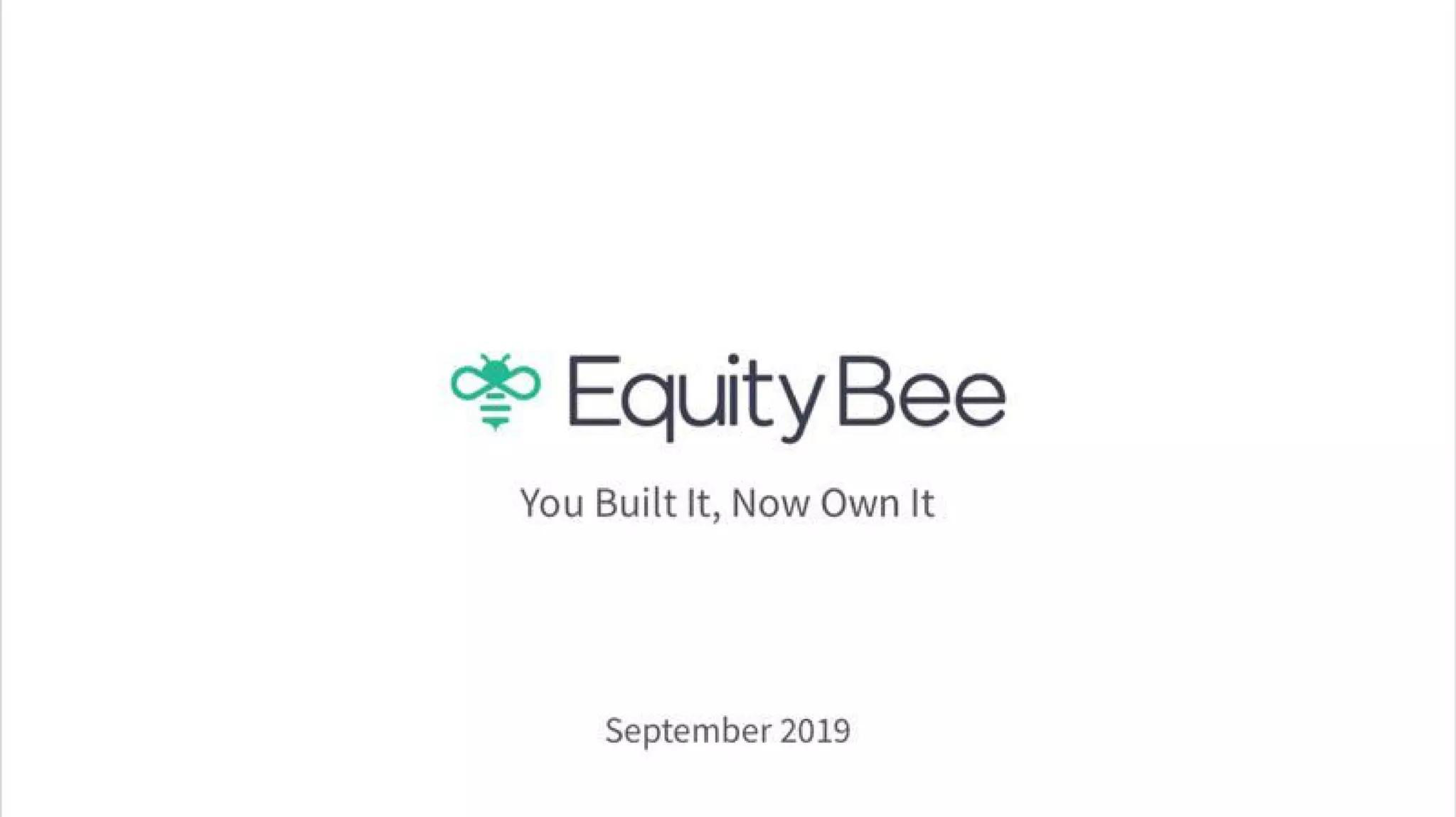 Equity Bee Pitch Deck — page 1