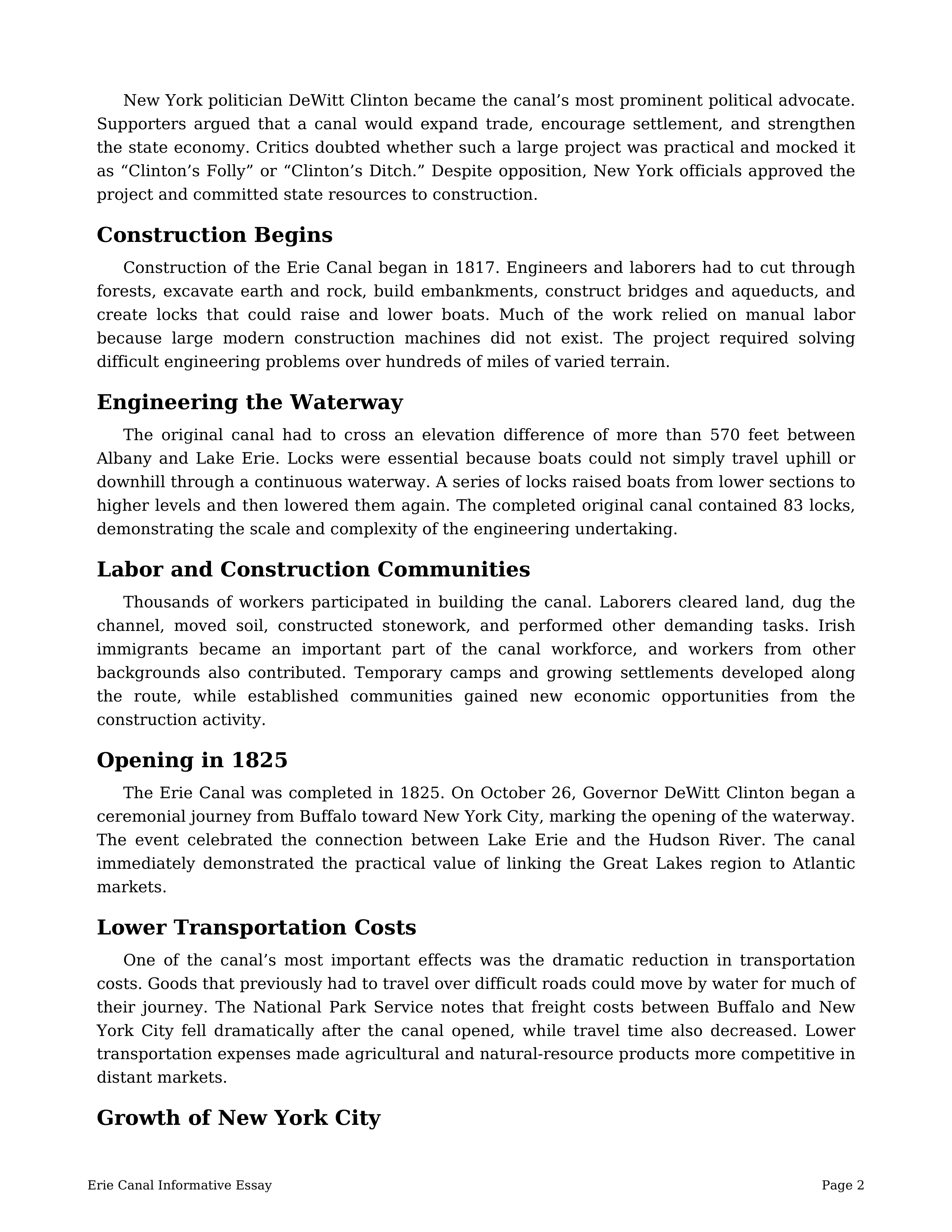 Erie Canal Informative Essay — page 2