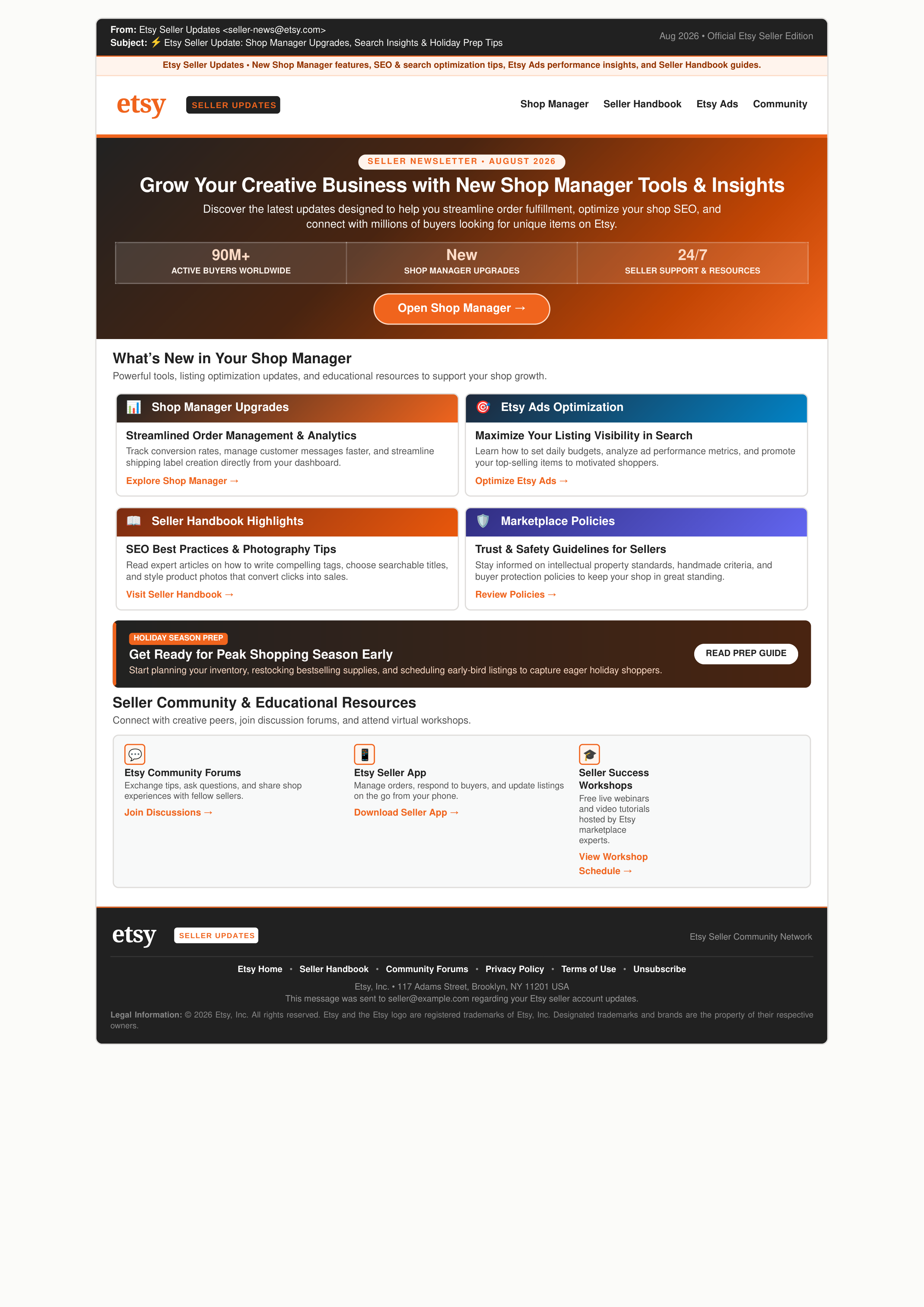 Etsy Seller Updates Email Newsletter — page 1