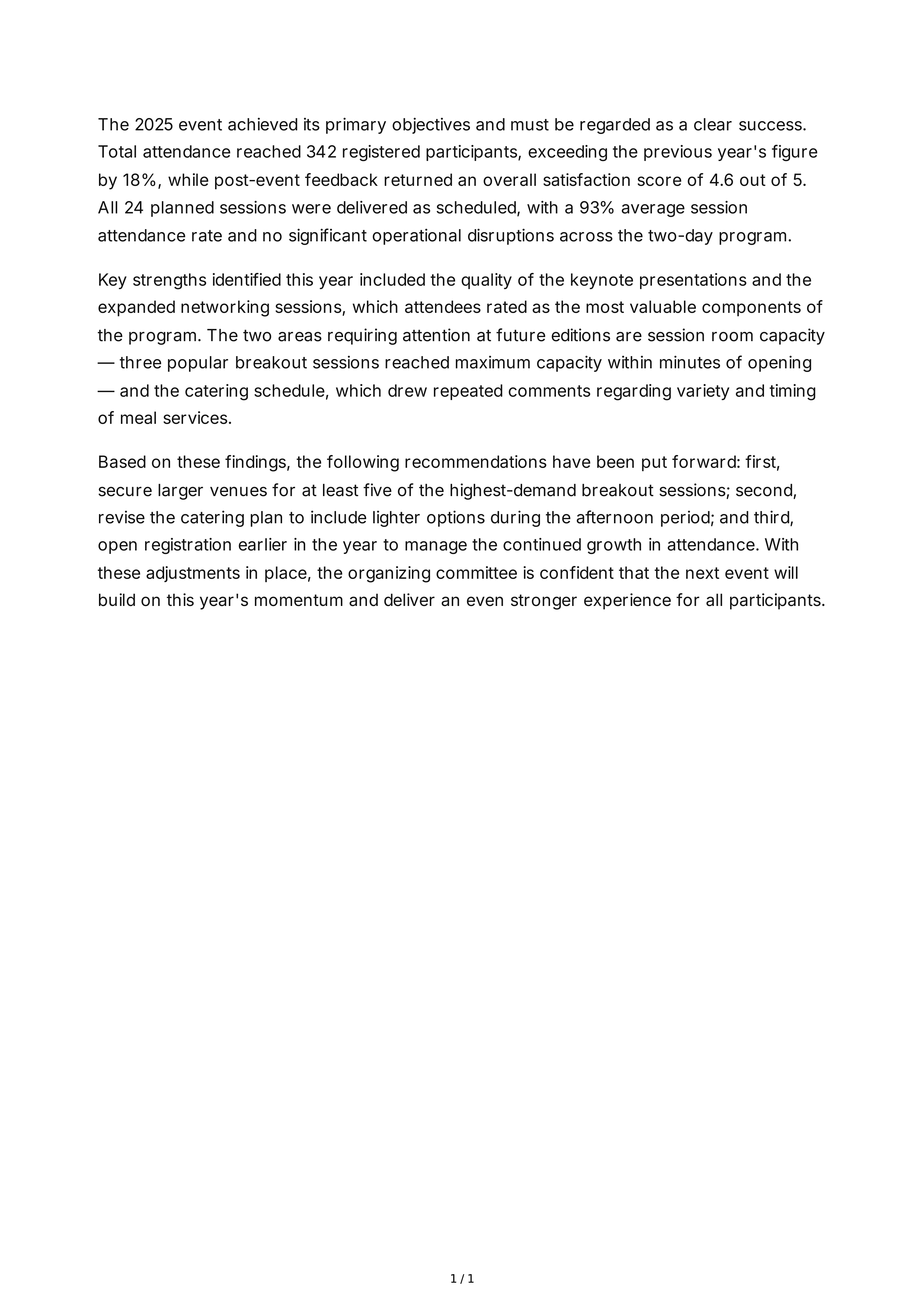 Event Report Conclusion Paragraph — page 1
