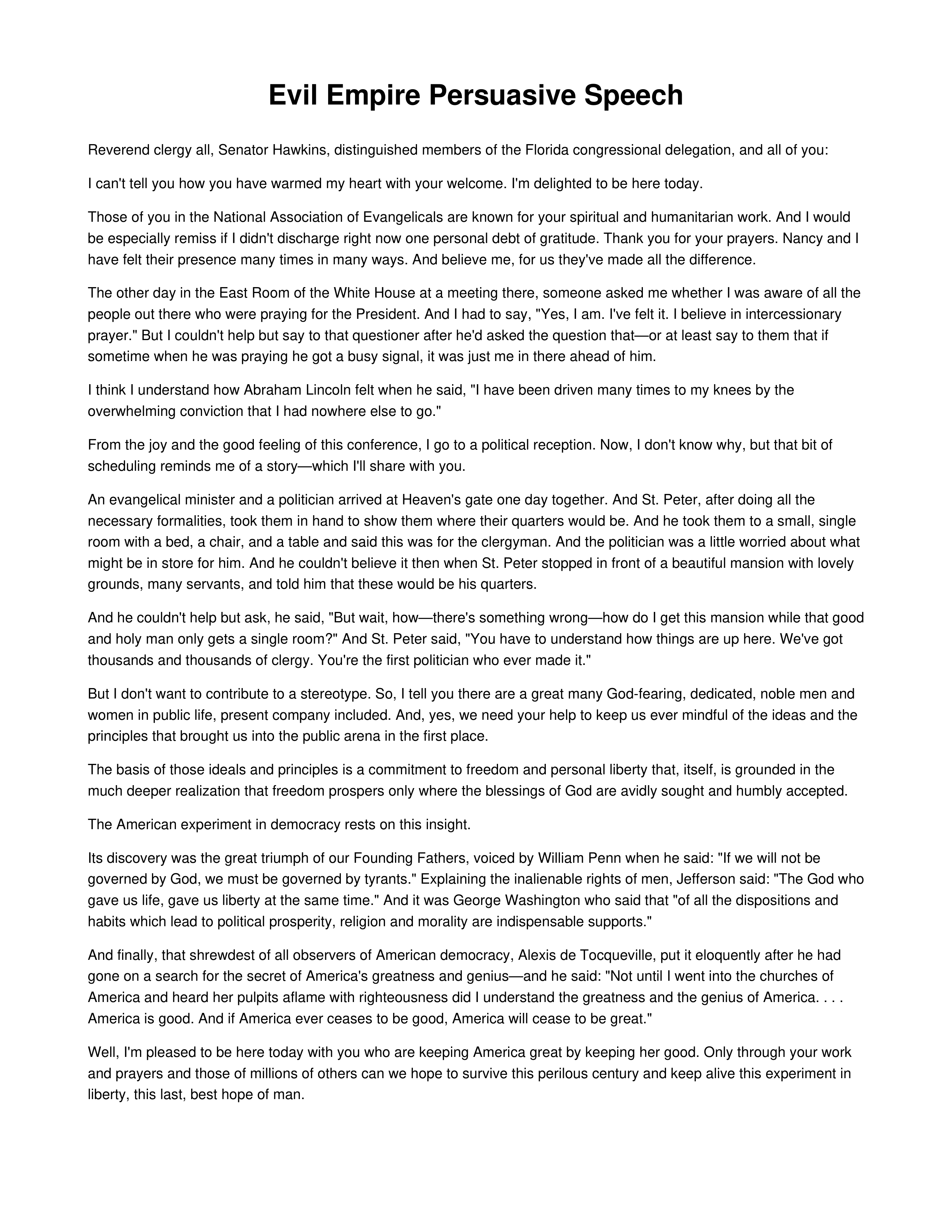 Evil Empire Persuasive Speech — page 1
