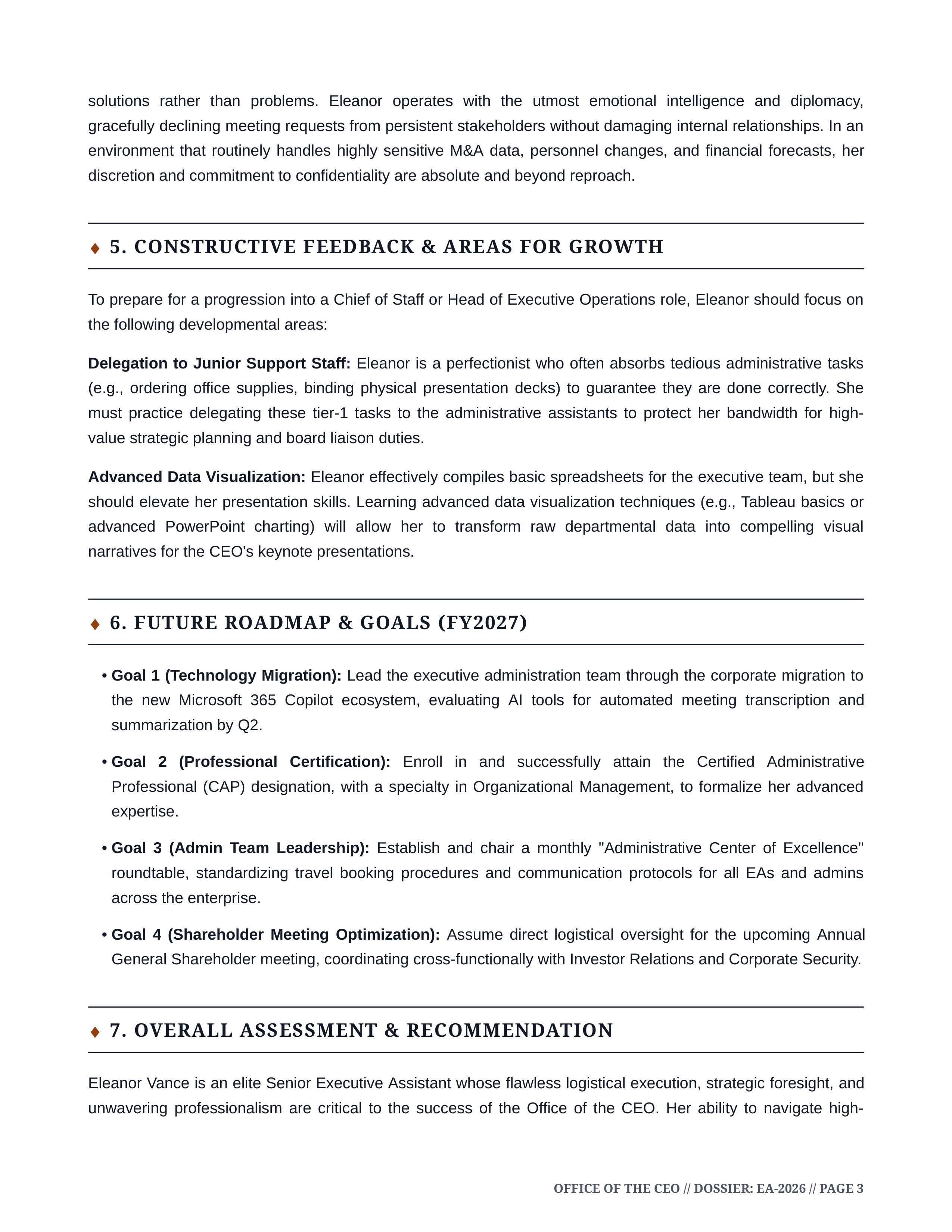 Executive Assistant Performance Review — page 3