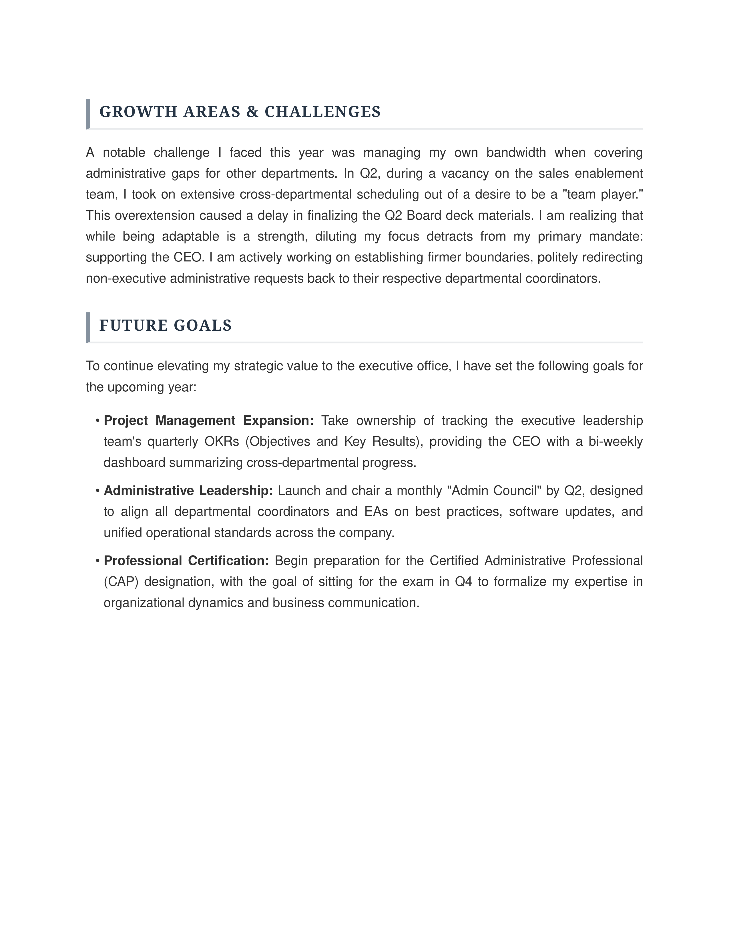 Executive Assistant Self Performance Review — page 2