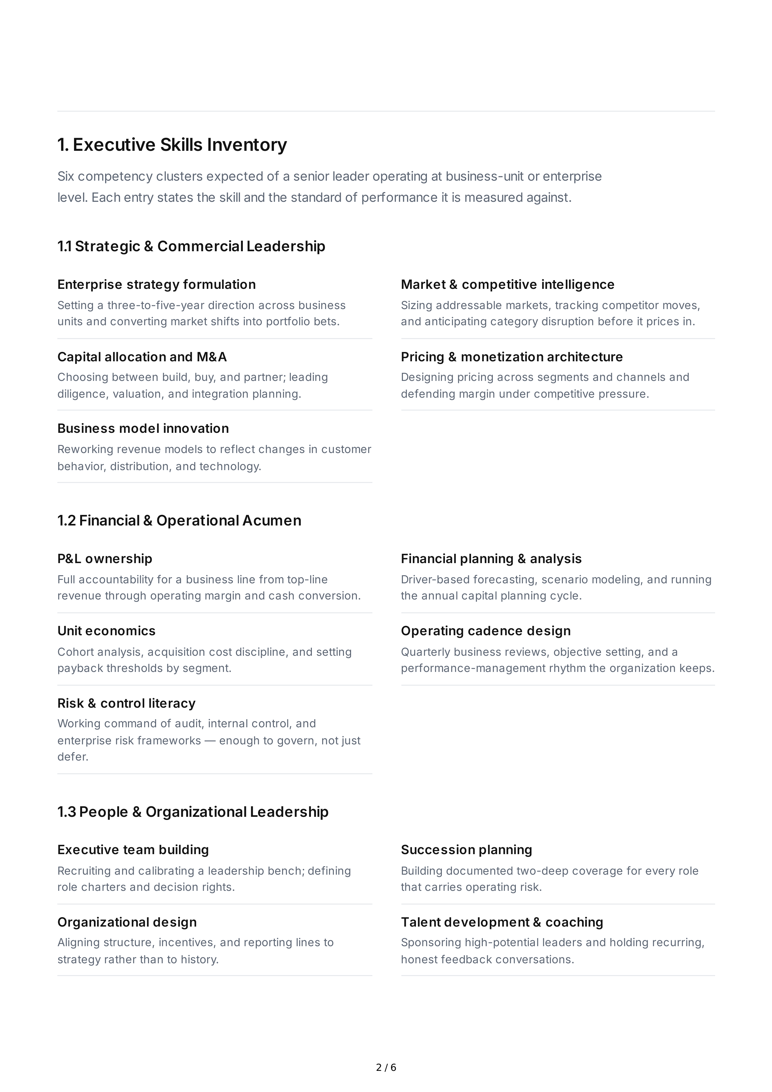 Executive Career Professional Goals — page 2