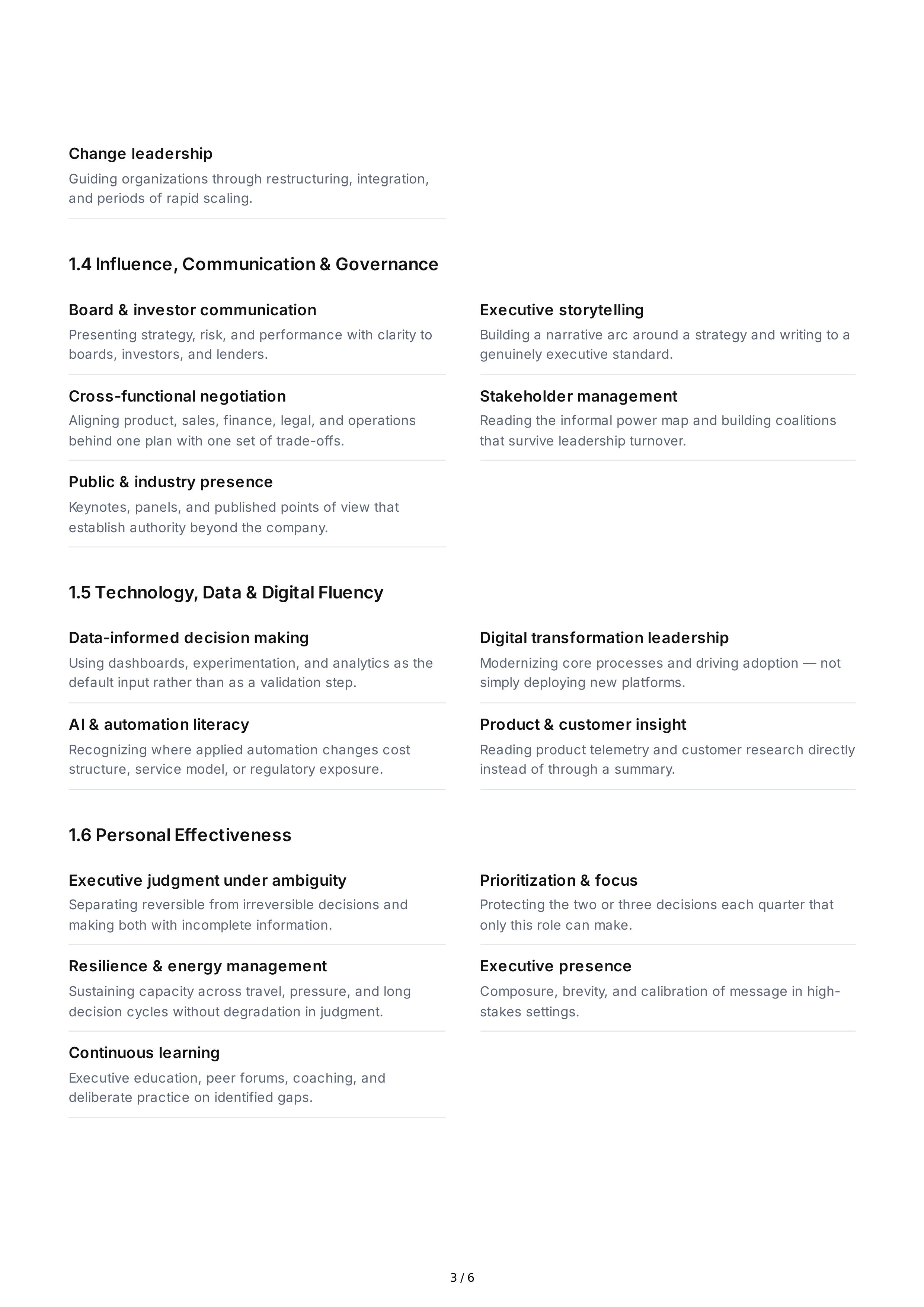 Executive Career Professional Goals — page 3