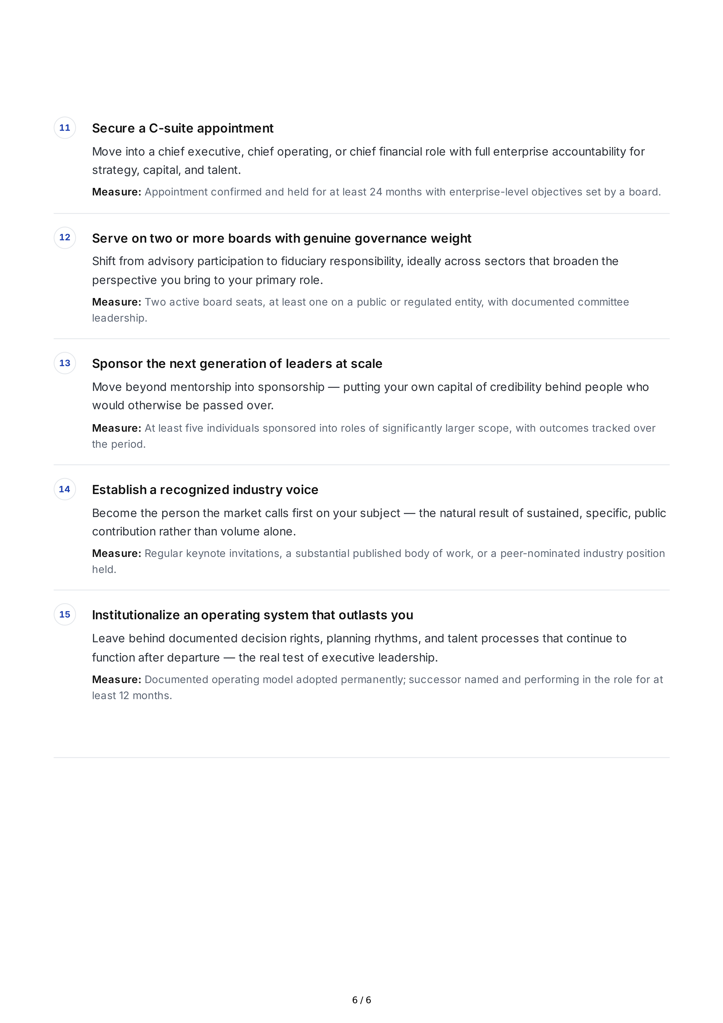 Executive Career Professional Goals — page 6