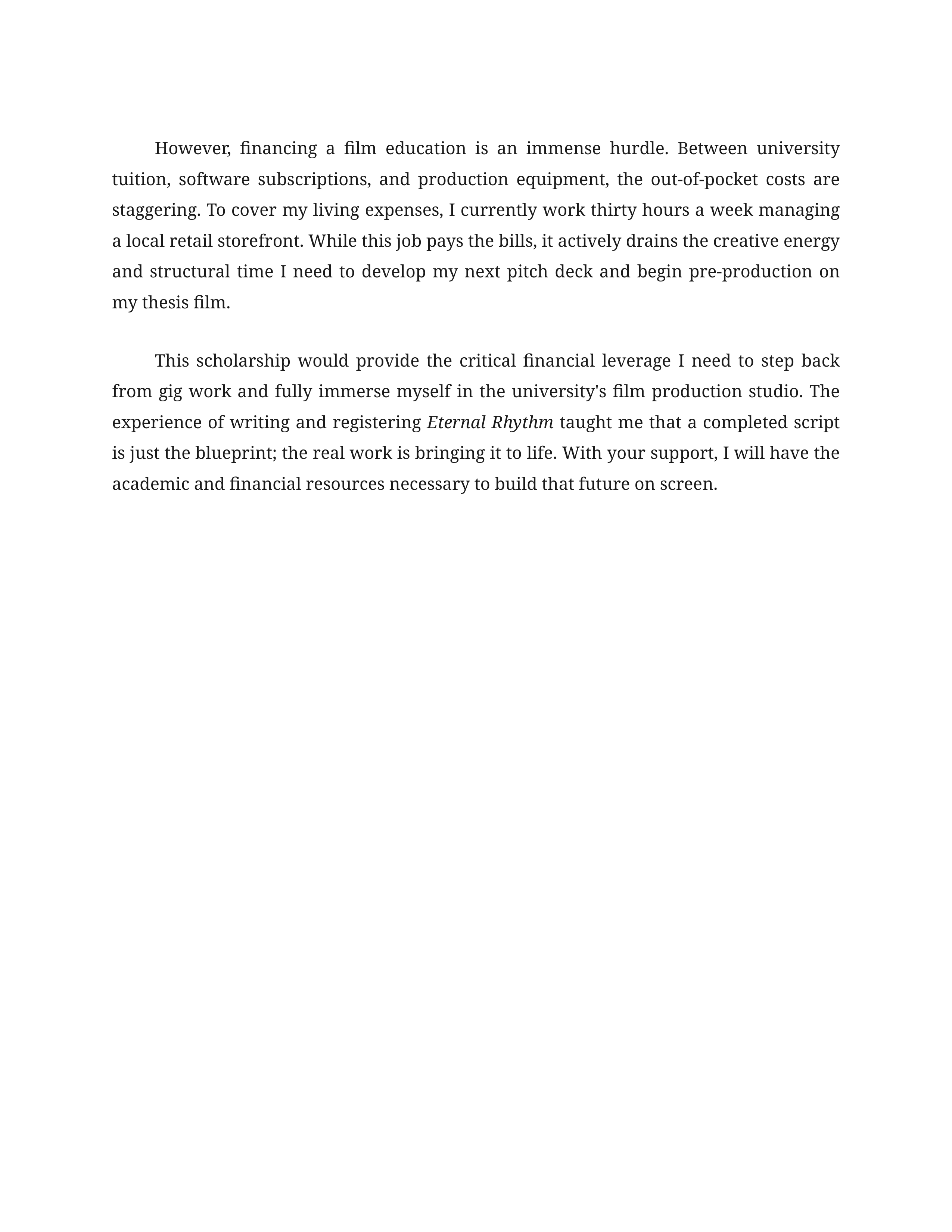 Experience That Shaped My Future Scholarship Essay — page 2