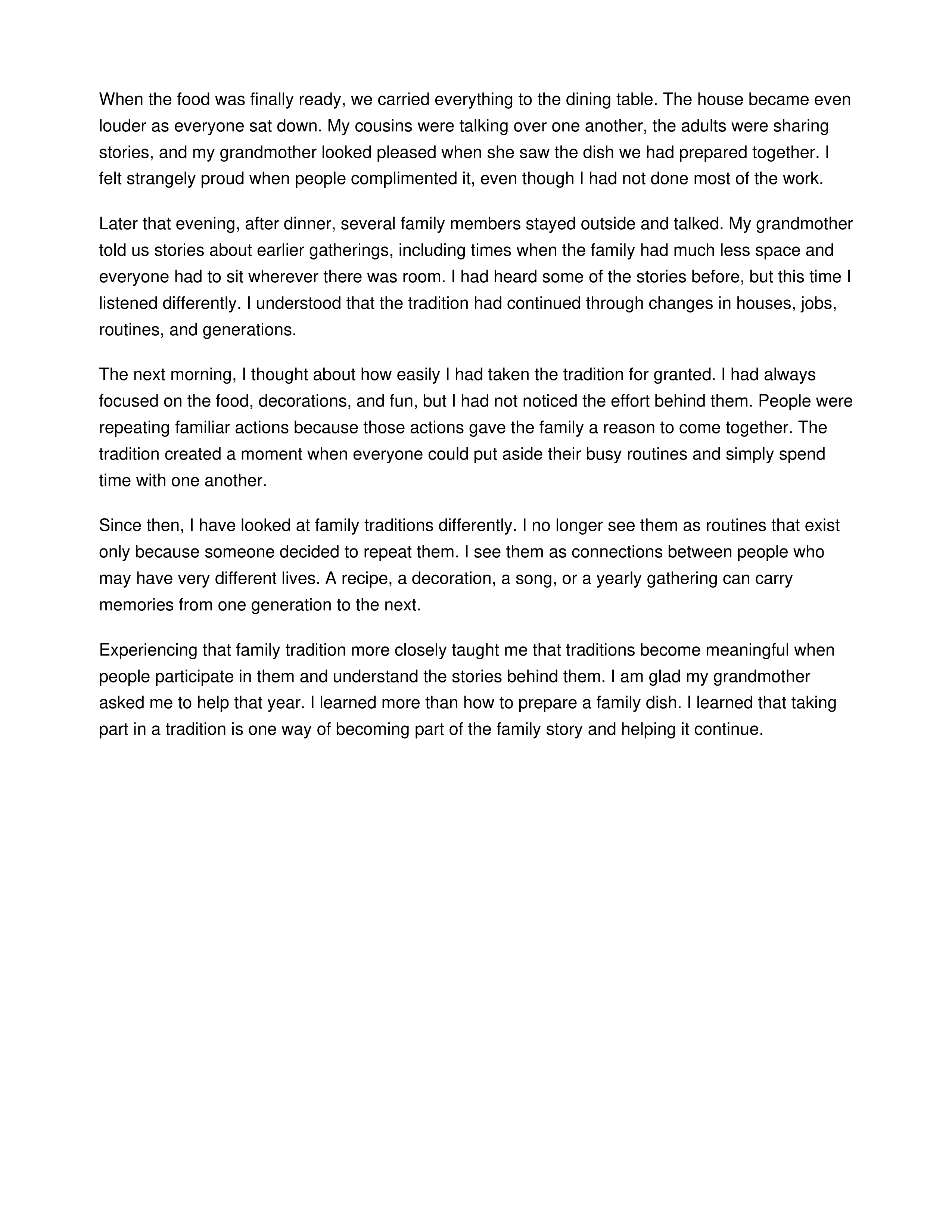 Experiencing a Family Tradition Personal Narrative — page 2