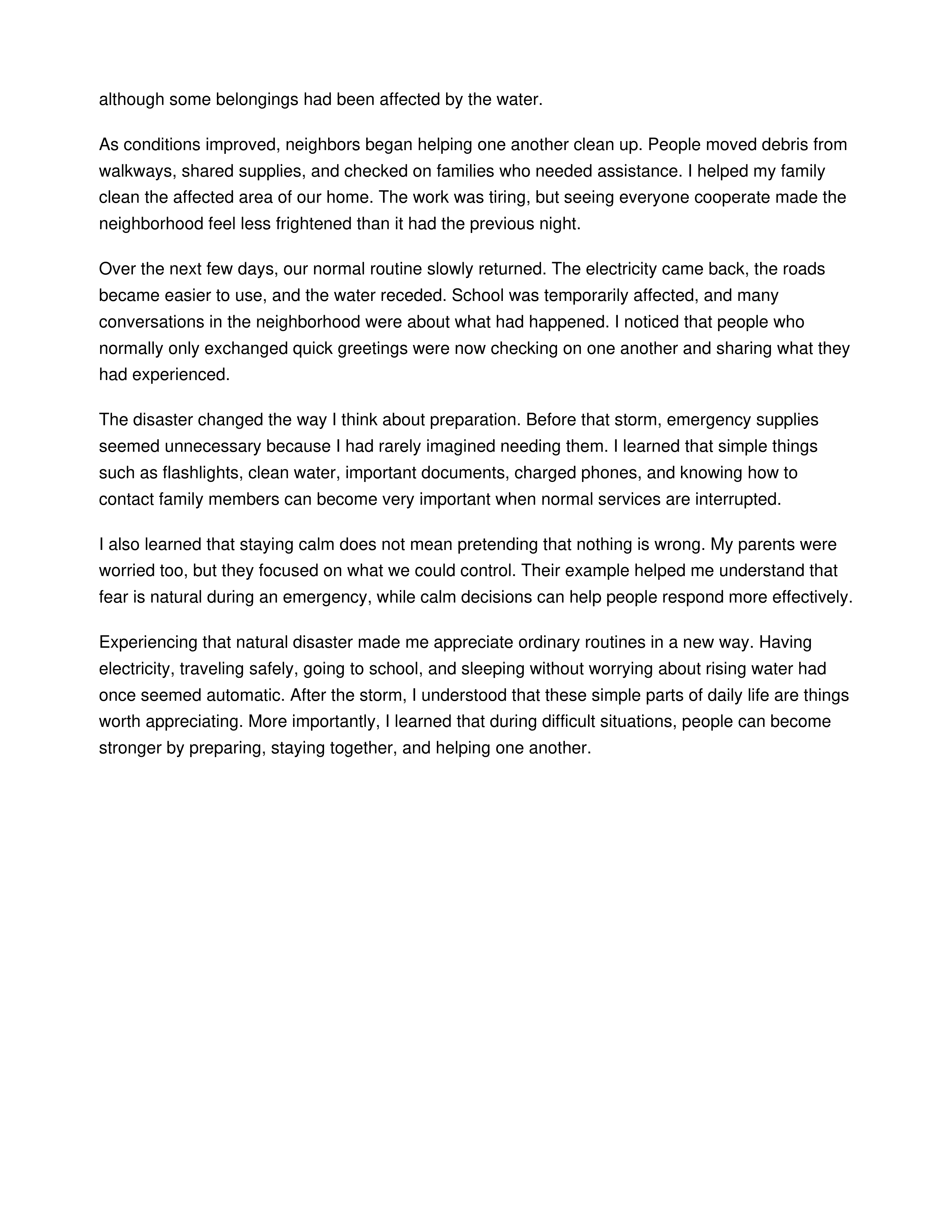 Experiencing a Natural Disaster Personal Narrative — page 2