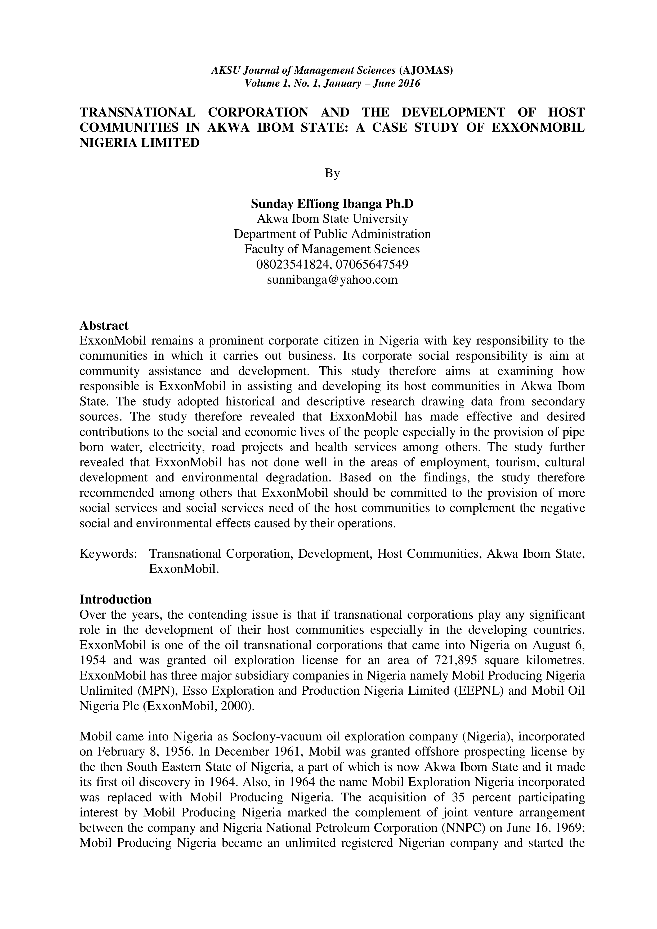 Exxon Mobil Case Study — page 1