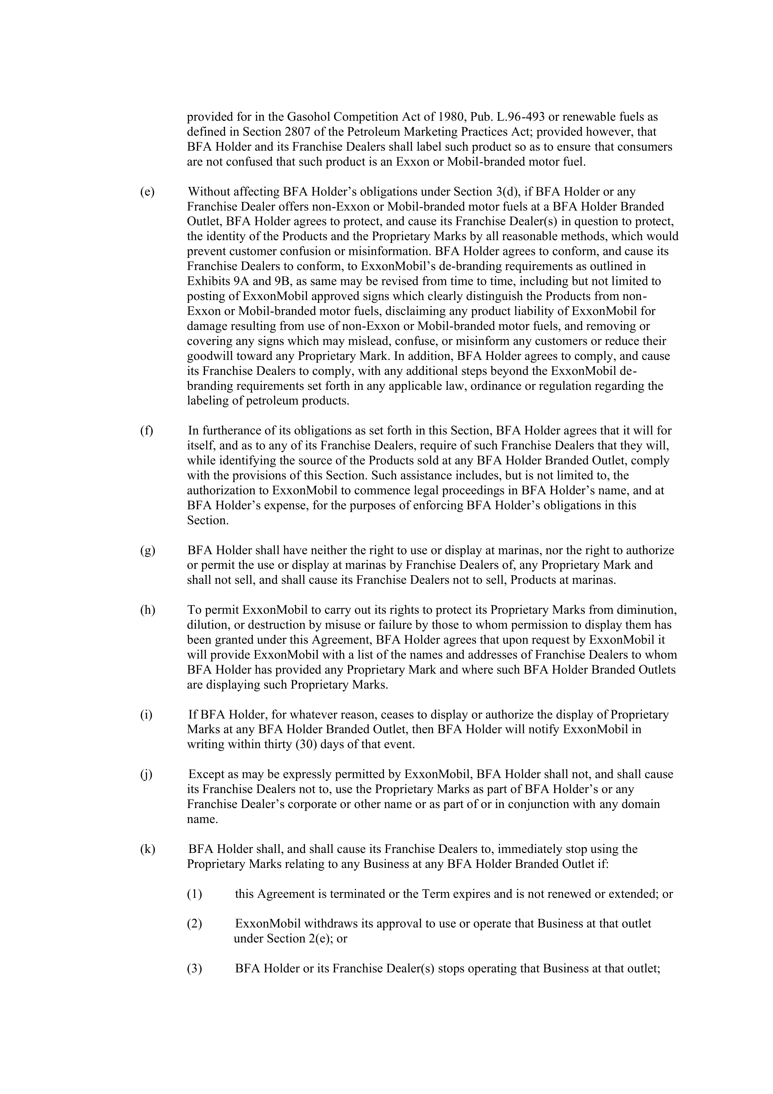 ExxonMobil Brand Fee Agreement — page 13