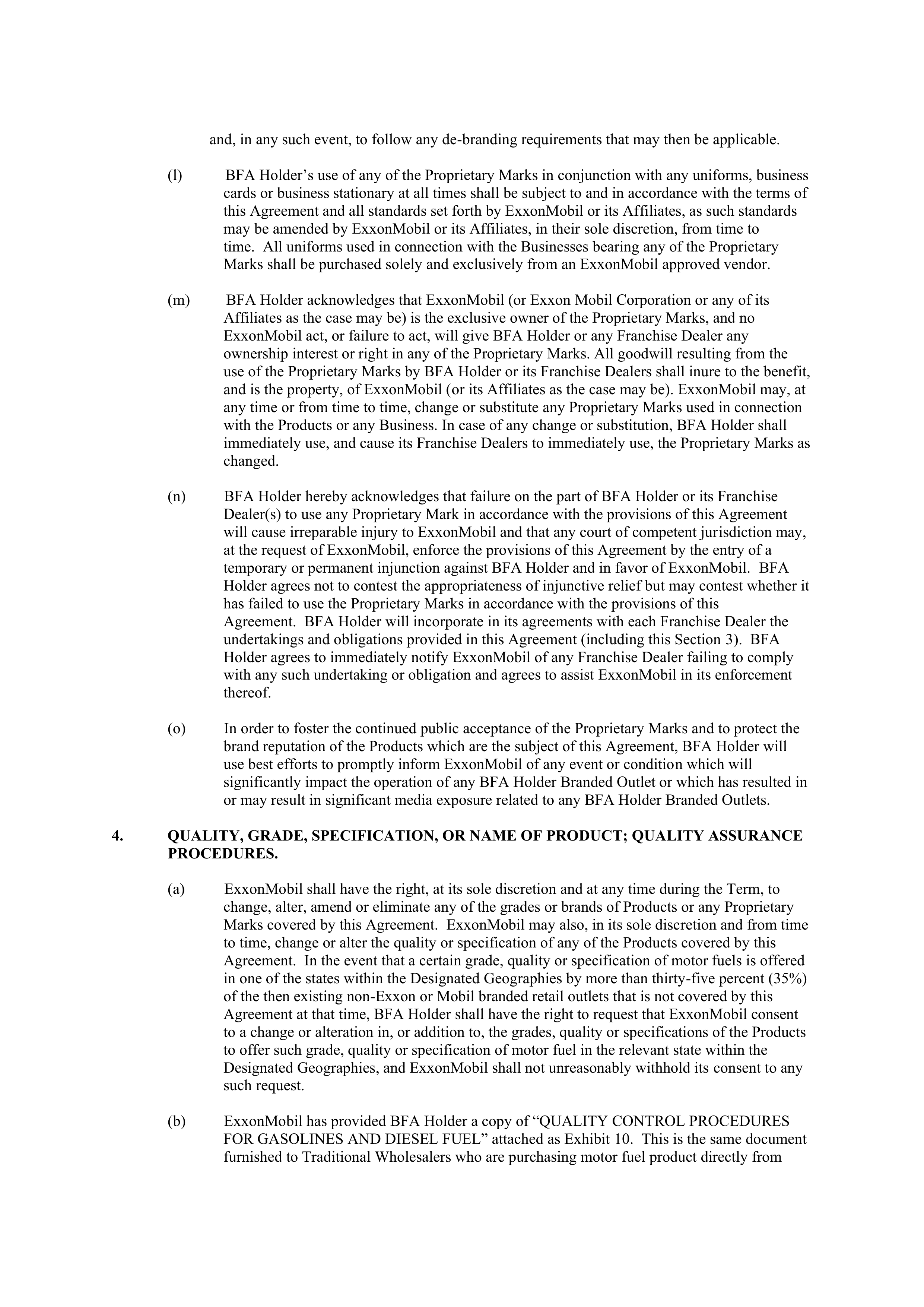 ExxonMobil Brand Fee Agreement — page 15
