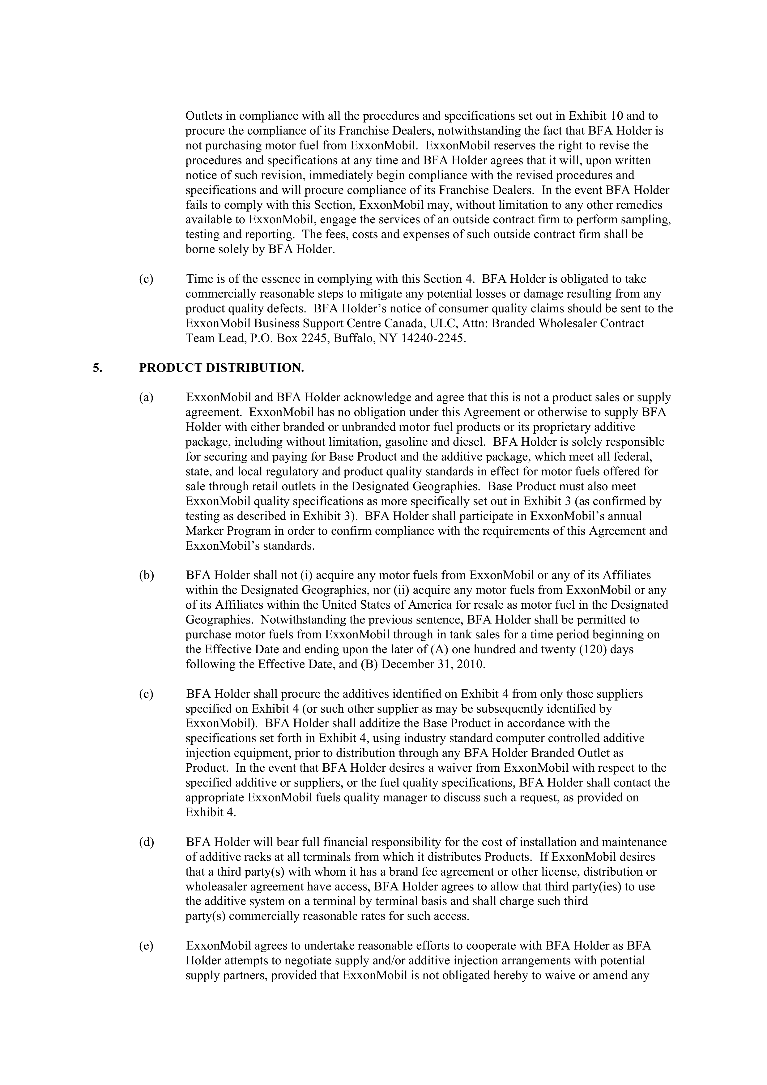 ExxonMobil Brand Fee Agreement — page 17
