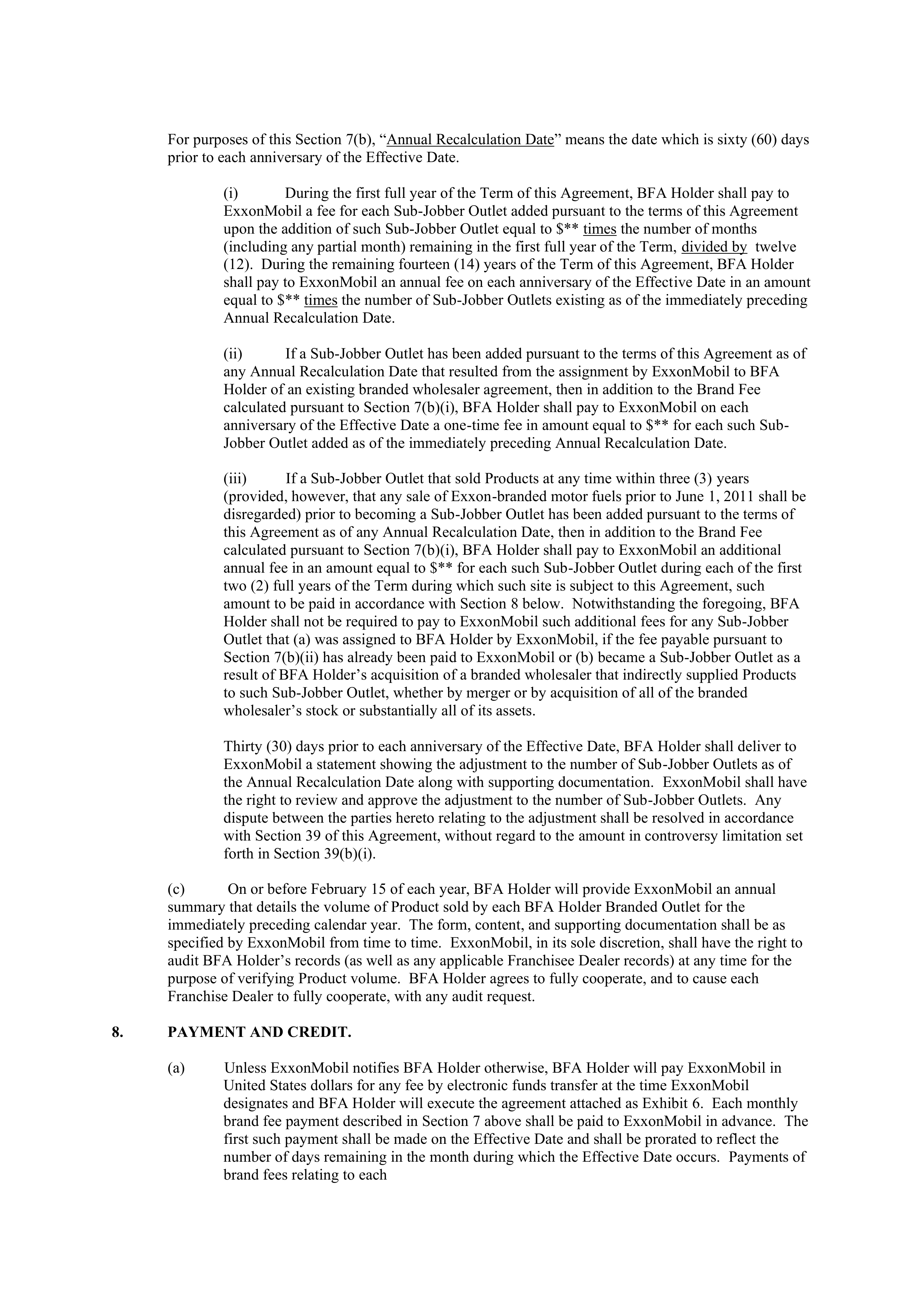 ExxonMobil Brand Fee Agreement — page 27