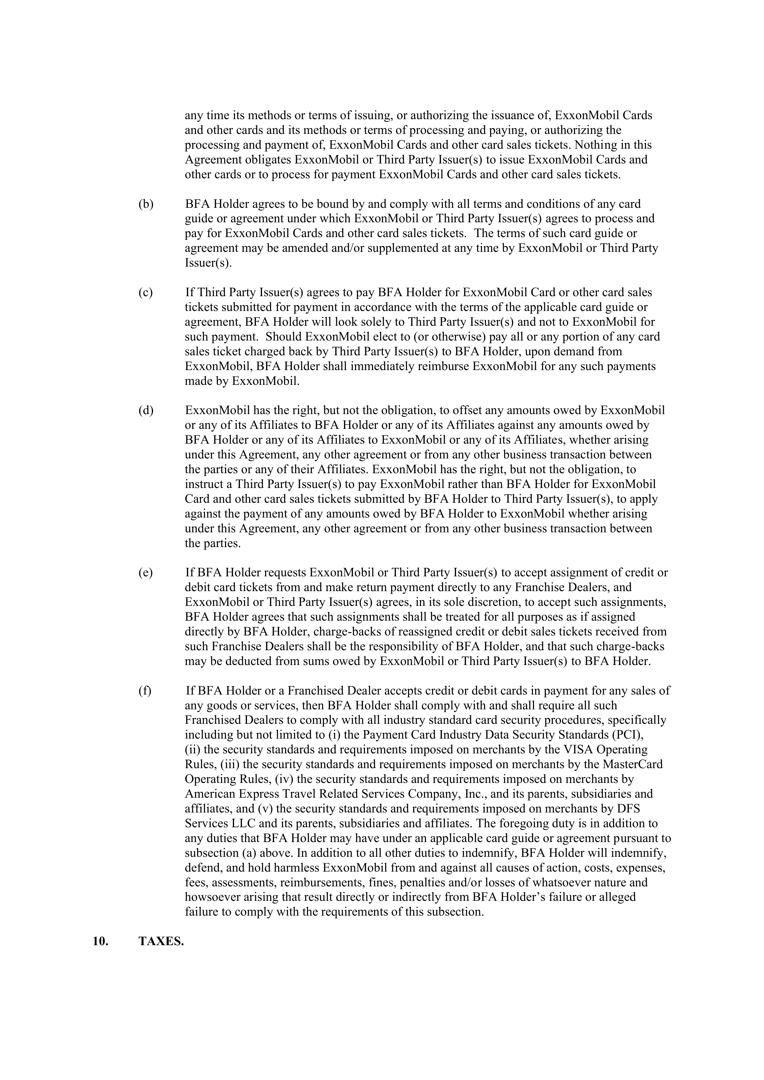 ExxonMobil Brand Fee Agreement — page 31