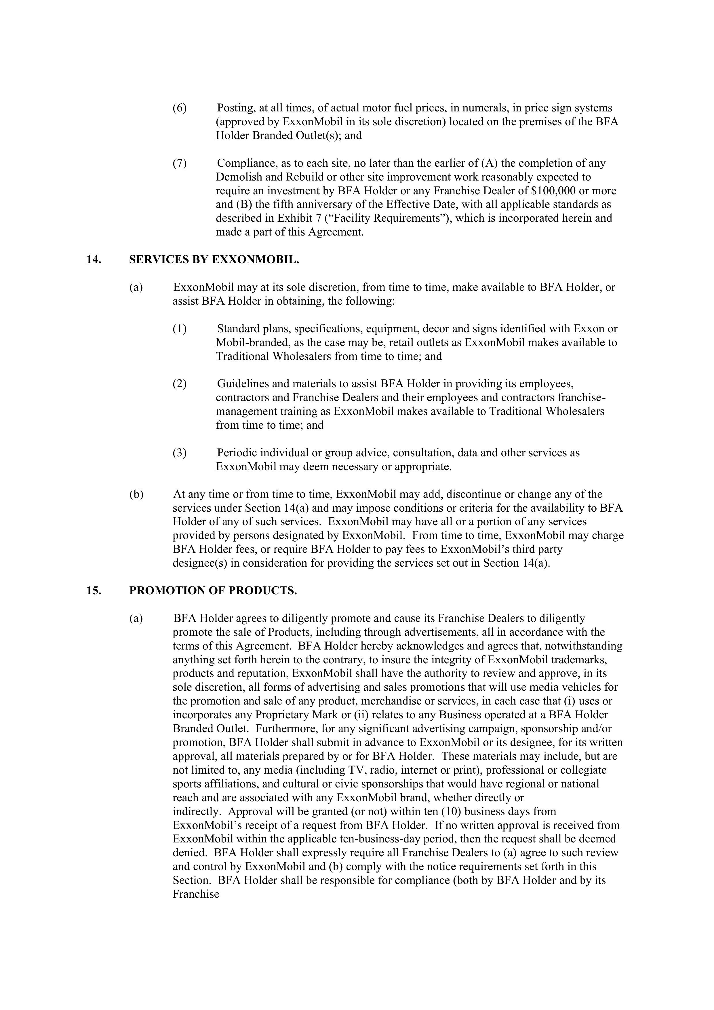 ExxonMobil Brand Fee Agreement — page 36