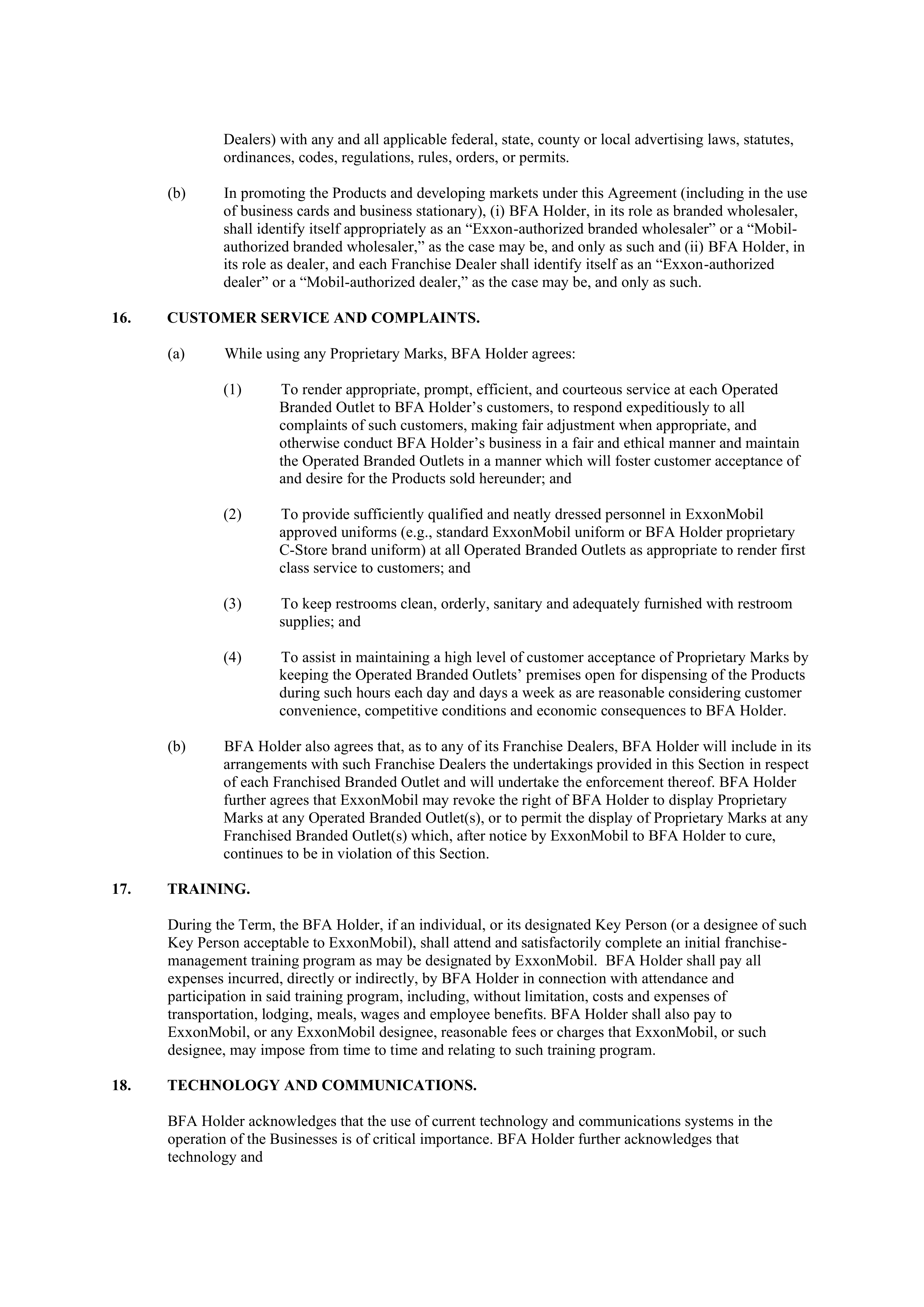 ExxonMobil Brand Fee Agreement — page 38