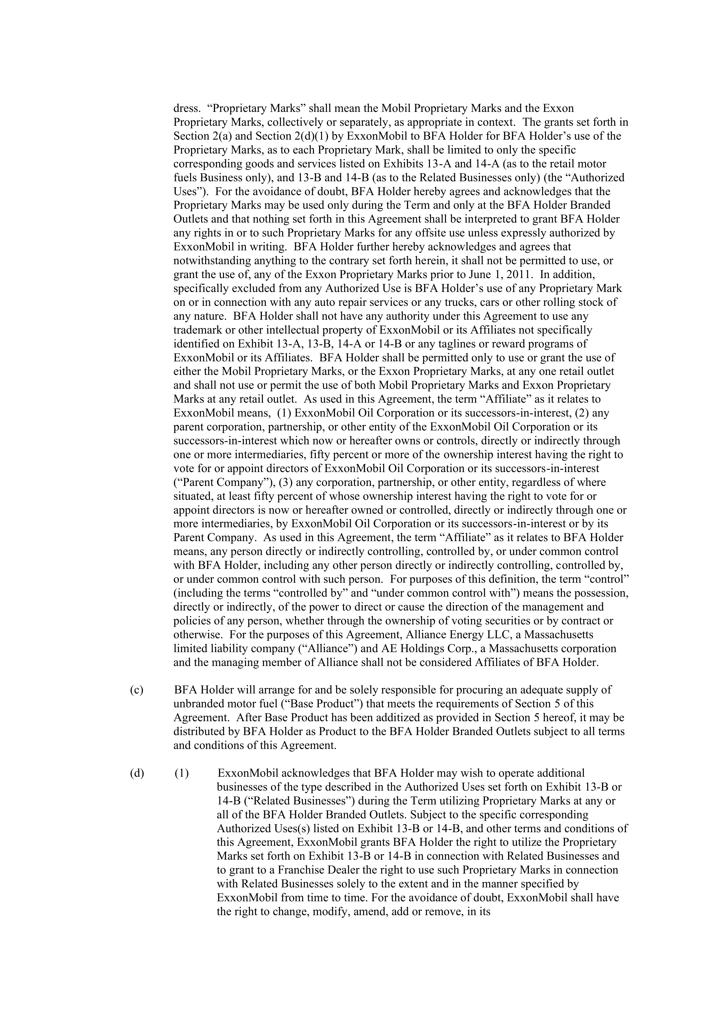 ExxonMobil Brand Fee Agreement — page 4