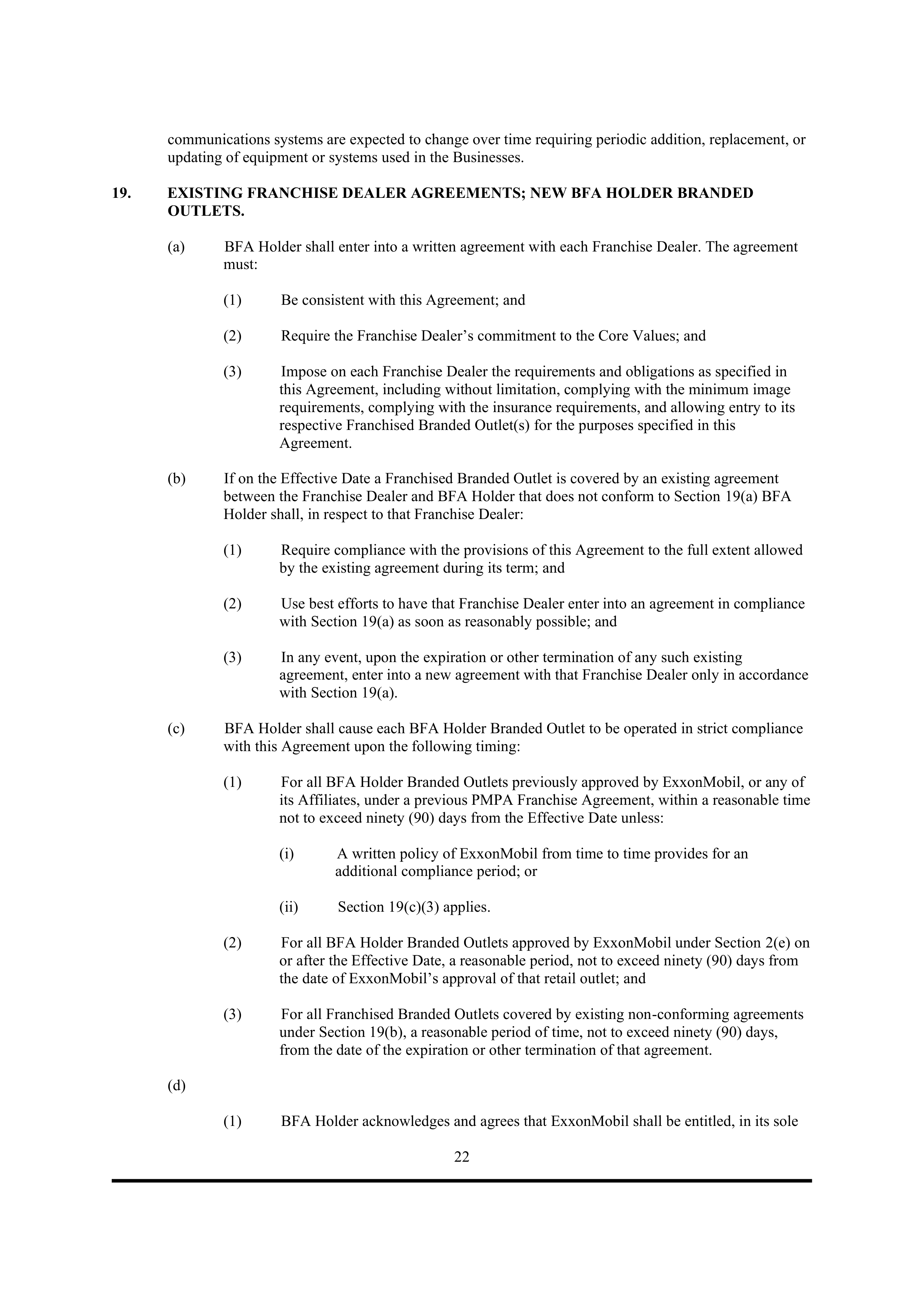 ExxonMobil Brand Fee Agreement — page 40