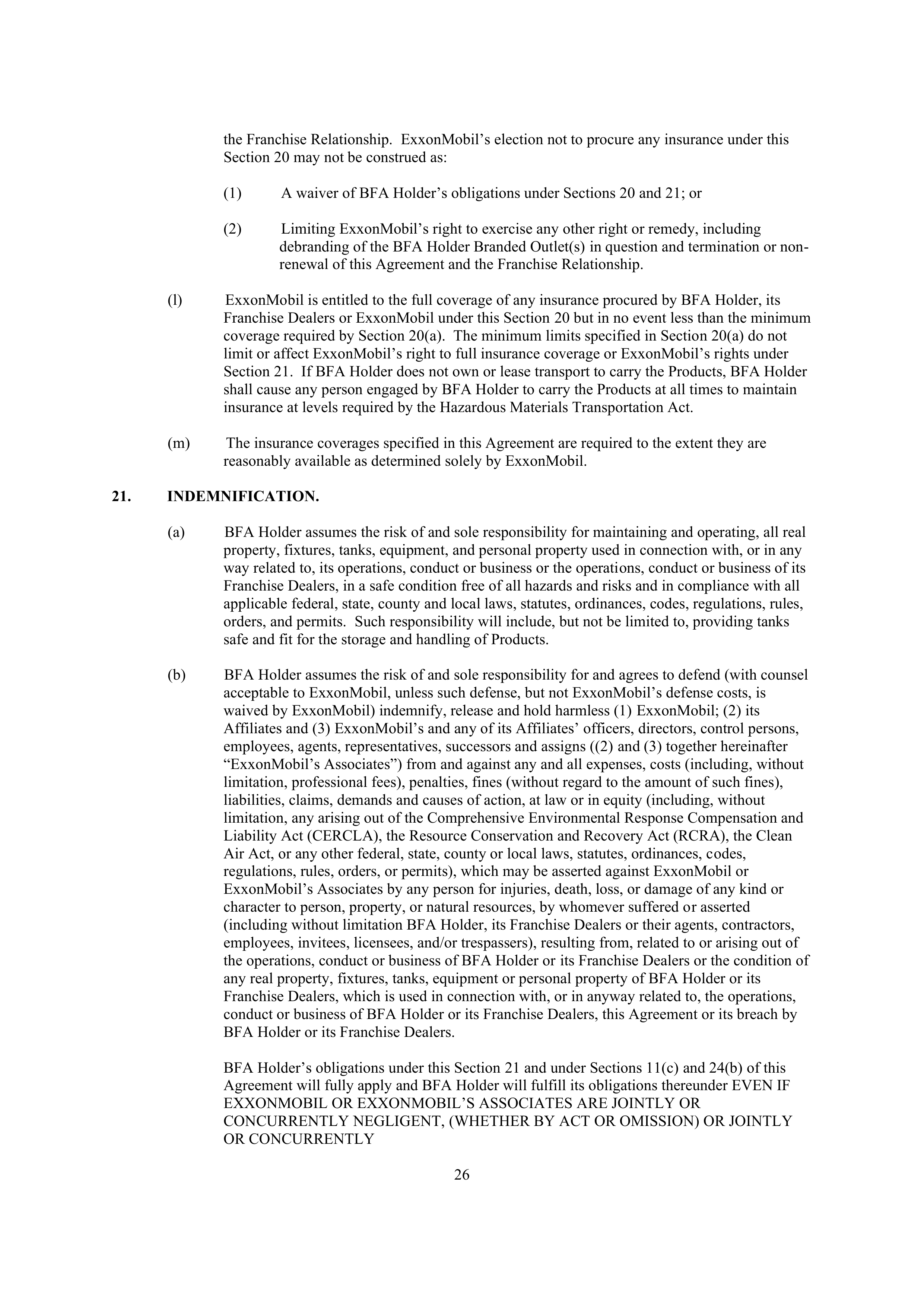 ExxonMobil Brand Fee Agreement — page 45