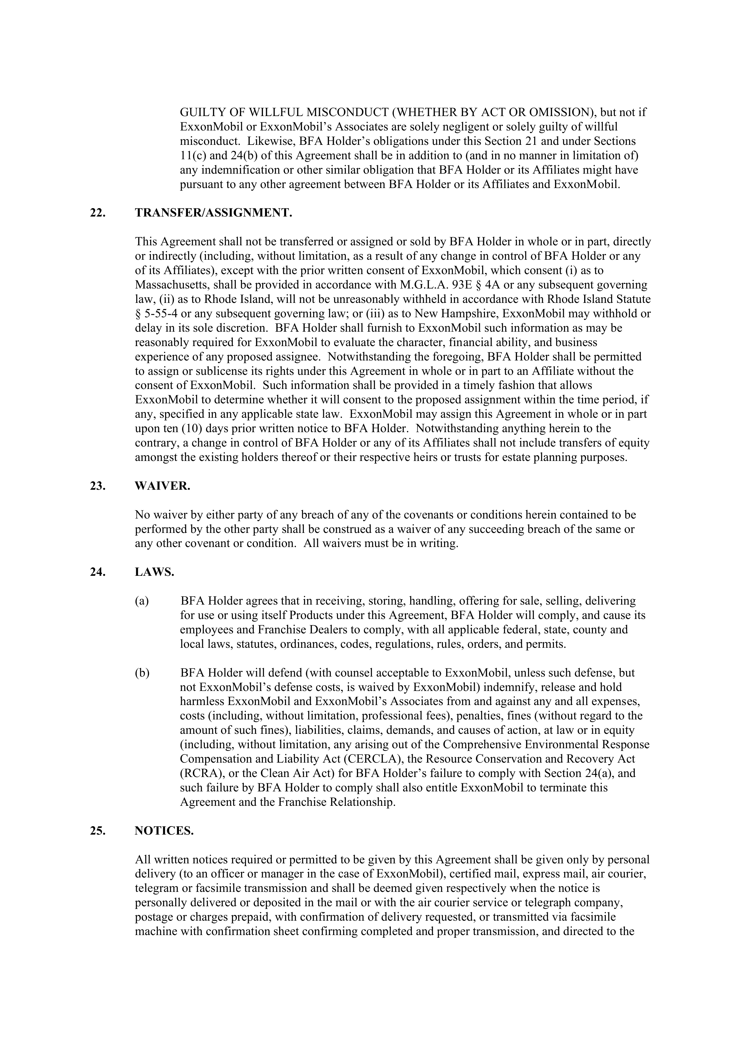 ExxonMobil Brand Fee Agreement — page 47