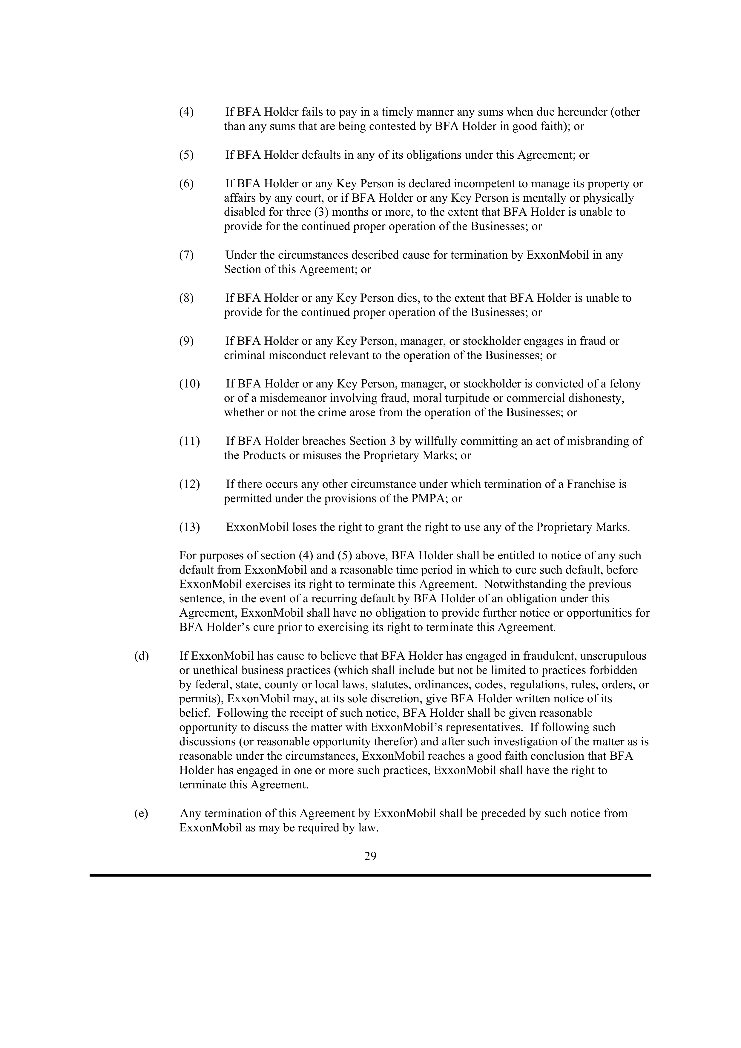 ExxonMobil Brand Fee Agreement — page 50