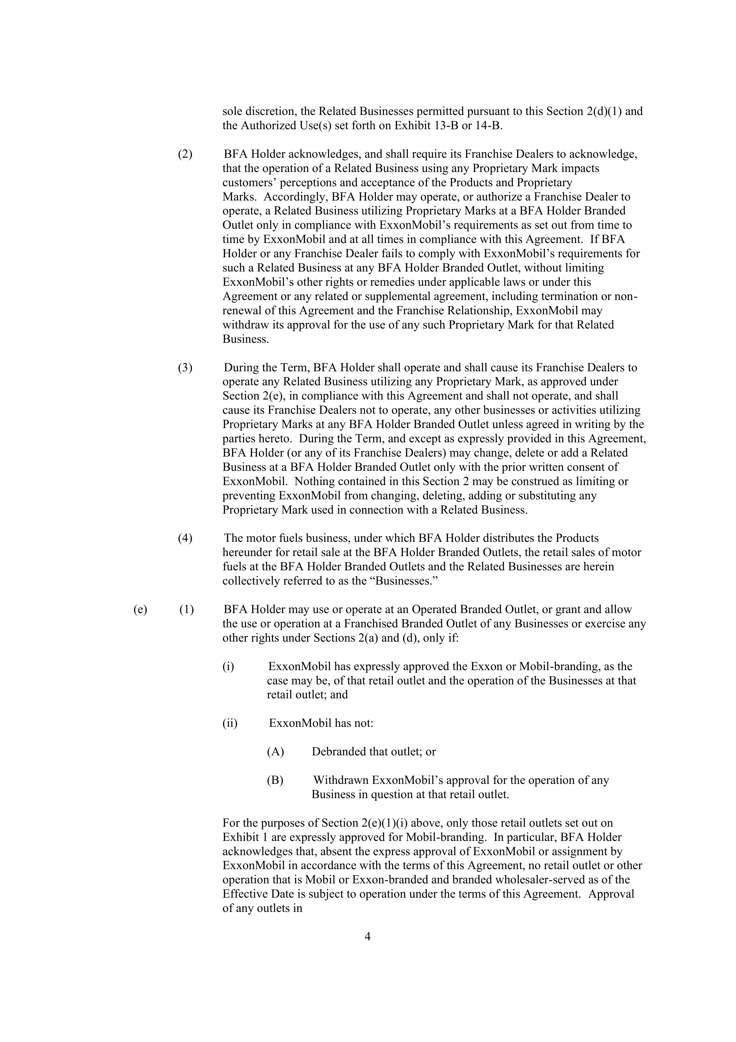 ExxonMobil Brand Fee Agreement — page 6